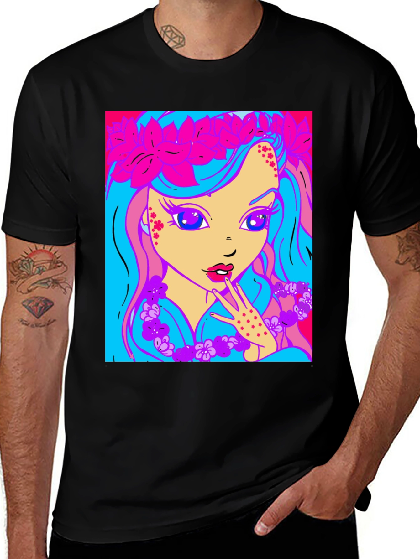 Variant 19 of Colorful Cartoon Hawaiian Girl T-Shirt