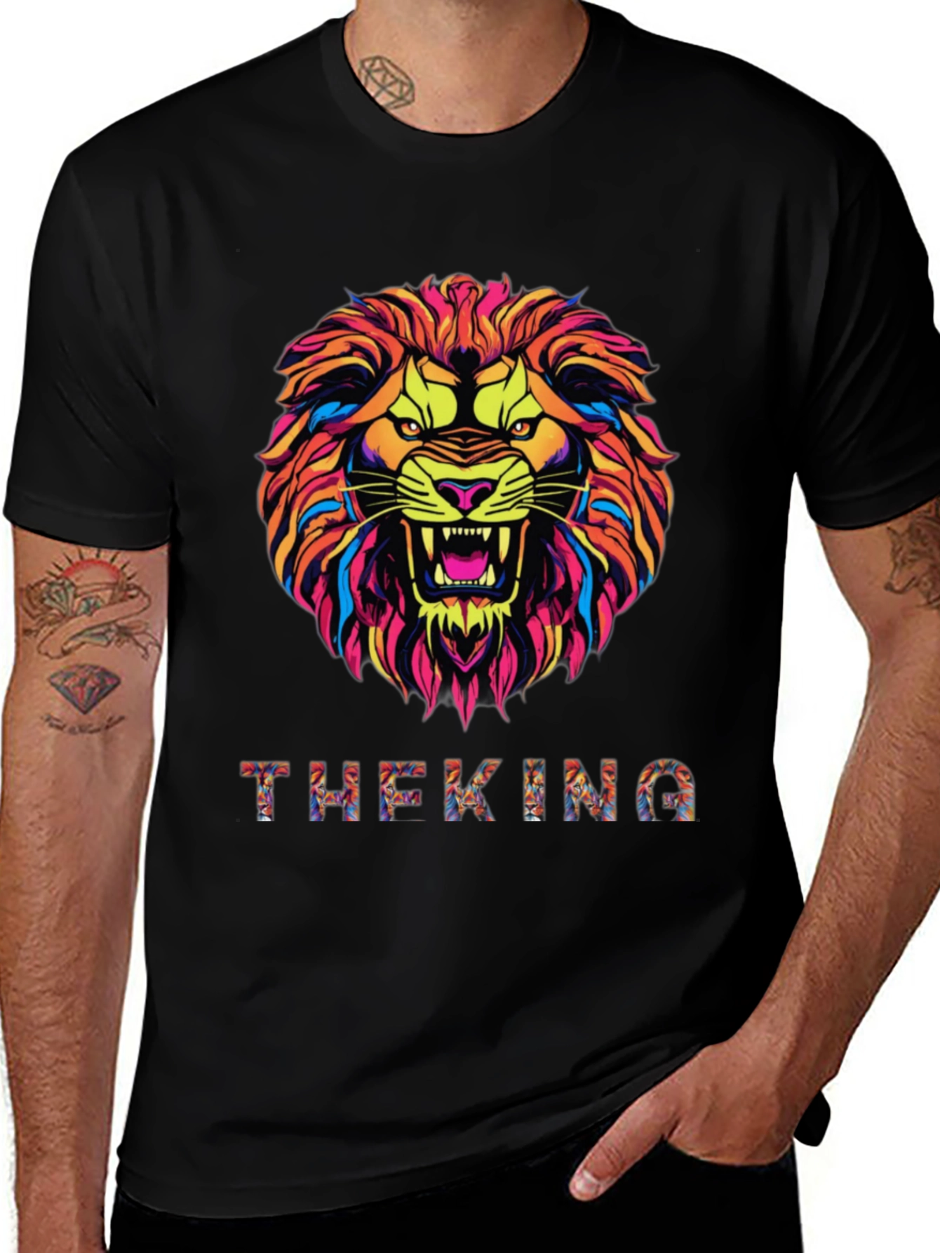 Variant 8 of King Lion Graphic Print Black T-Shirt