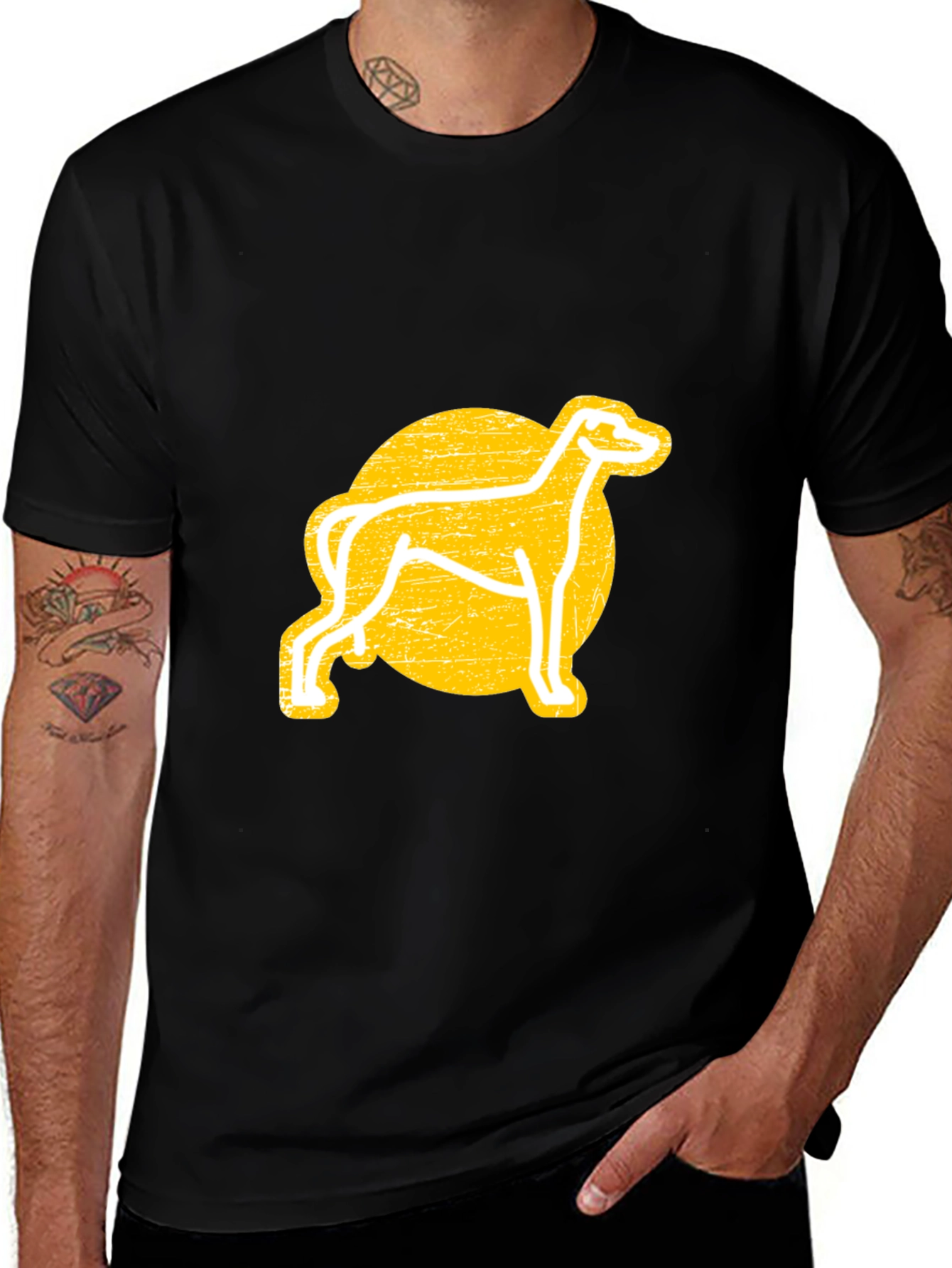 Variant 25 of Dog Graphic Tee - Black Short Sleeve Cotton Shirt
