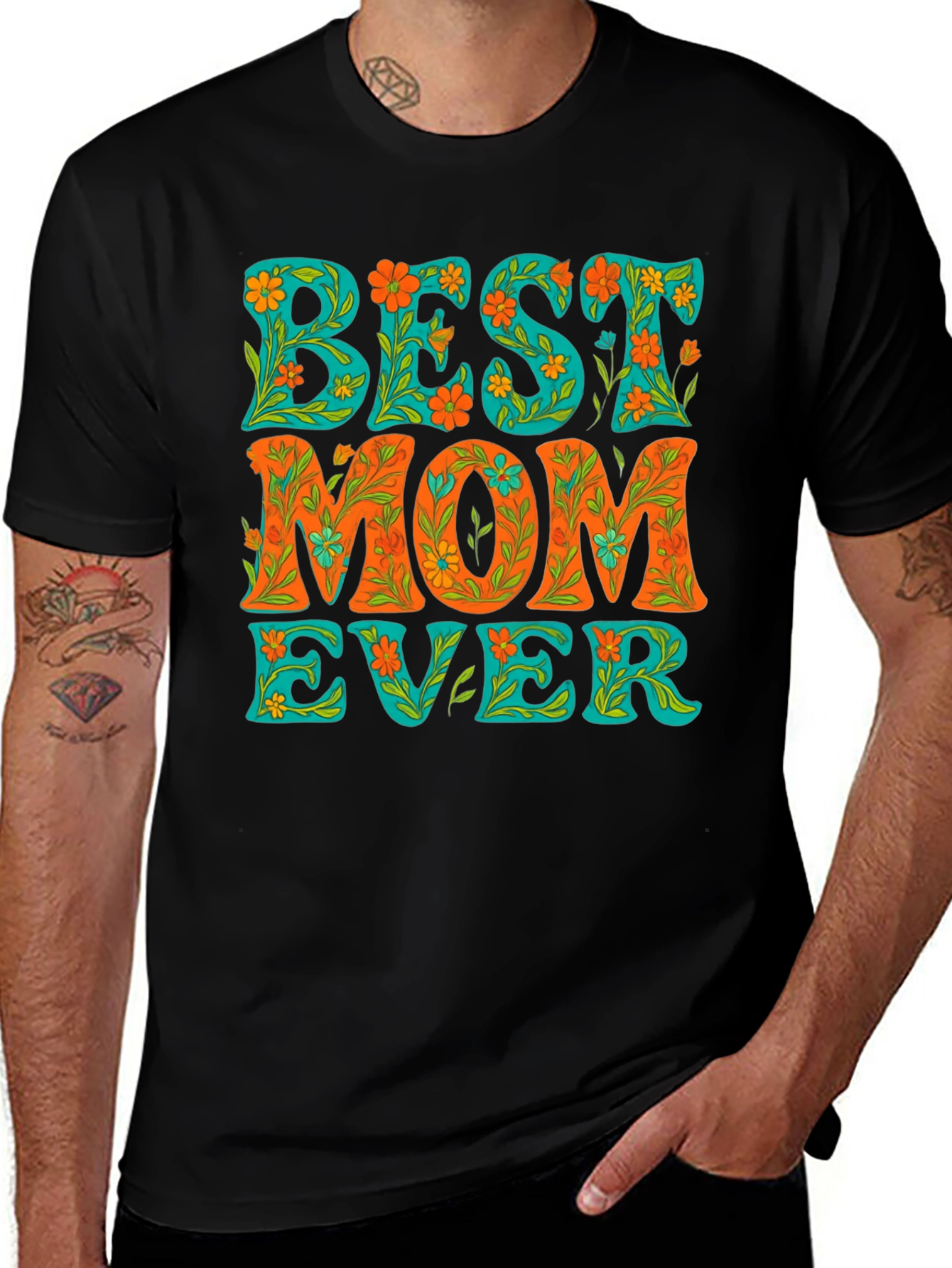 Variant 20 of Best Mom Ever Floral Graphic Tee
