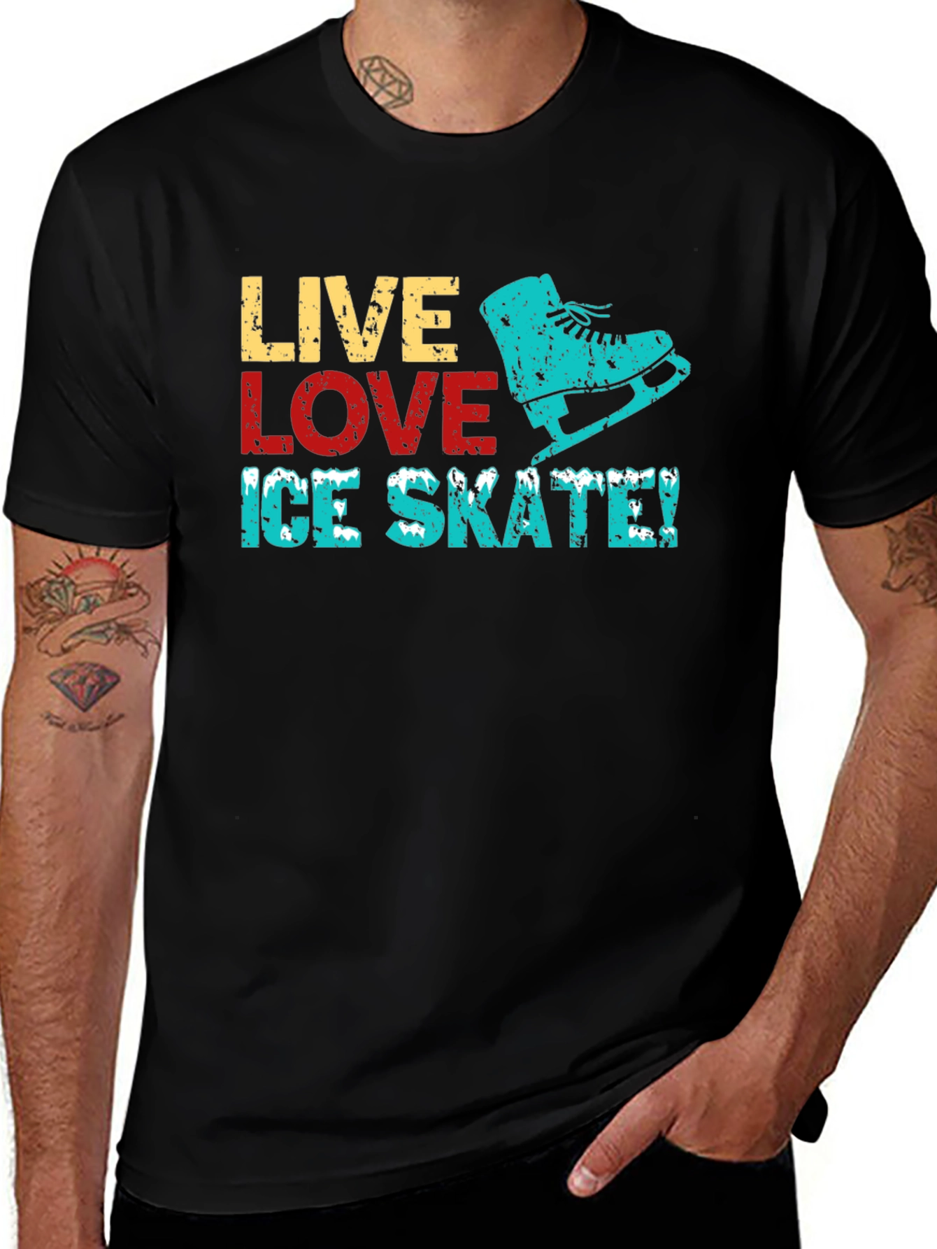 Variant 6 of Live Love Ice Skate Black Graphic T-Shirt