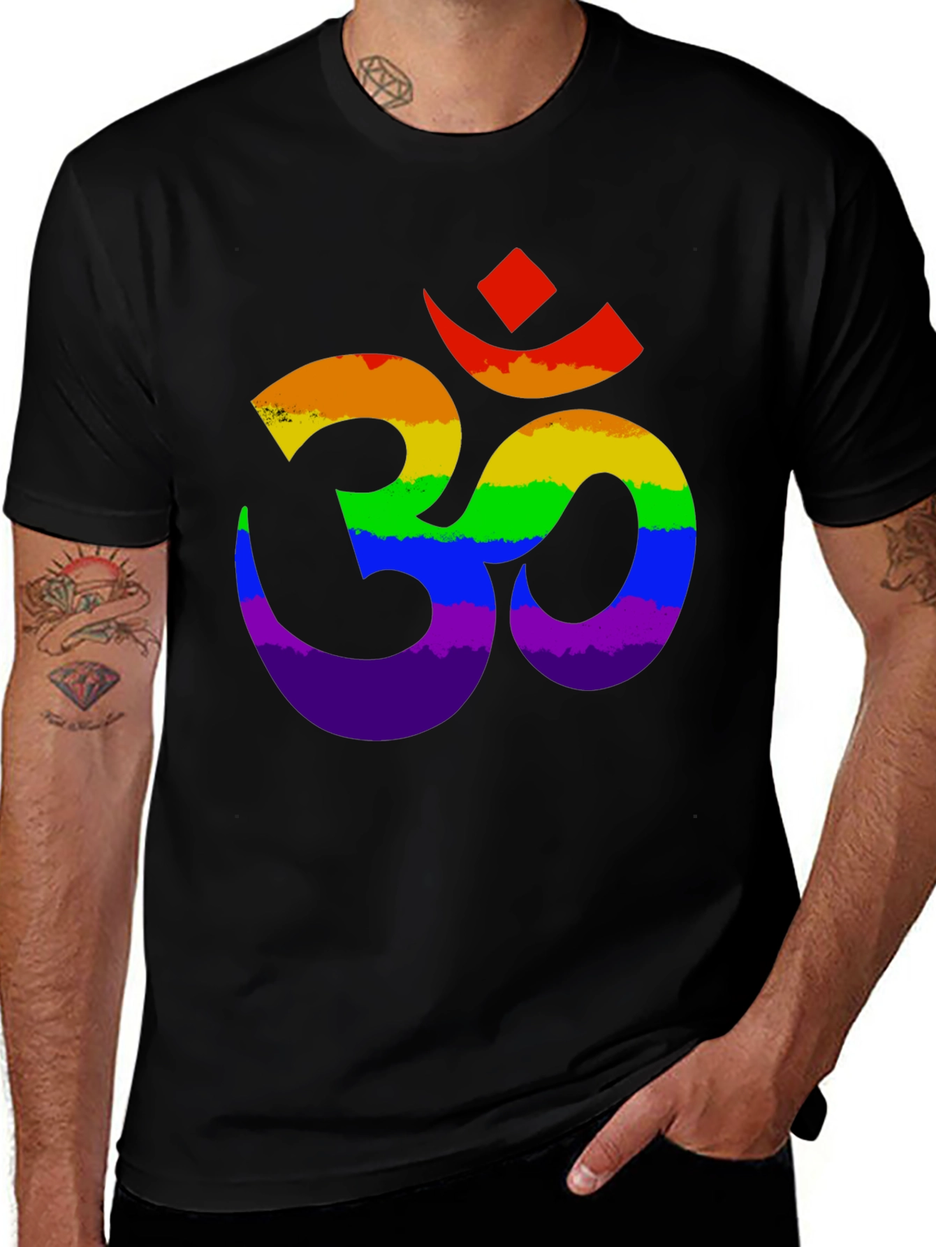 Variant 22 of Rainbow Om Symbol Black T-Shirt