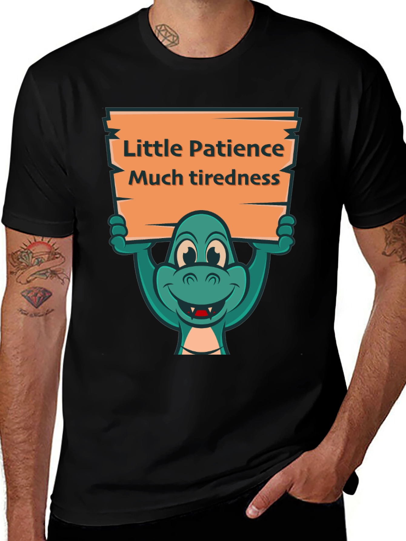 Variant 2 of Funny Dinosaur Patience Tiredness Graphic Tee