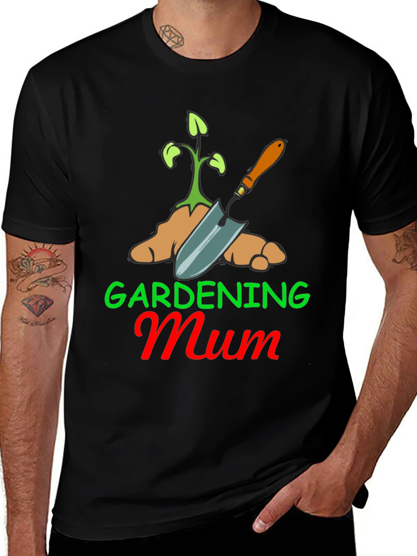 Variant 19 of Gardening Mum T-Shirt - Black Cotton Blend