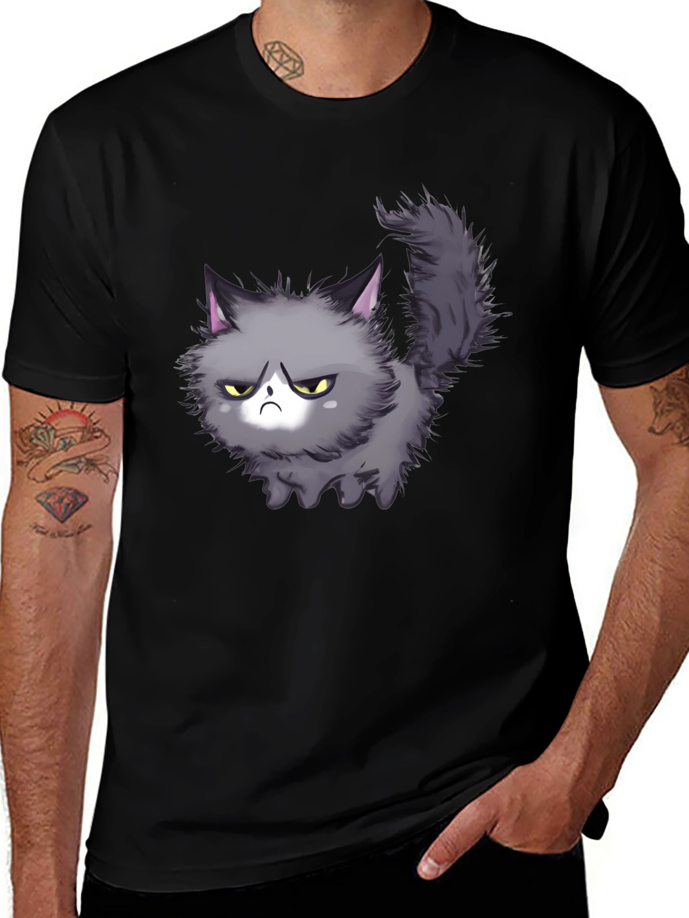 Variant 23 of Grumpy Cat Graphic Print Black T-Shirt
