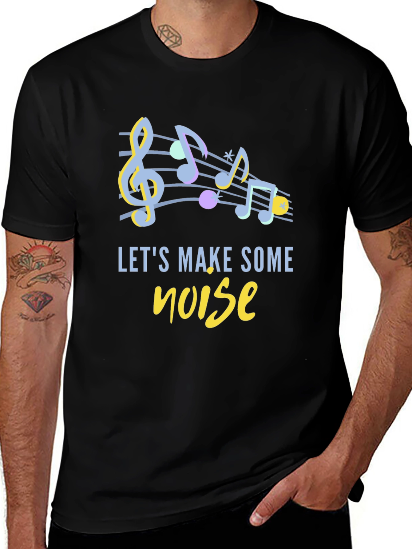 Variant 3 of Musical Noise Graphic Tee - Black Cotton Comfort