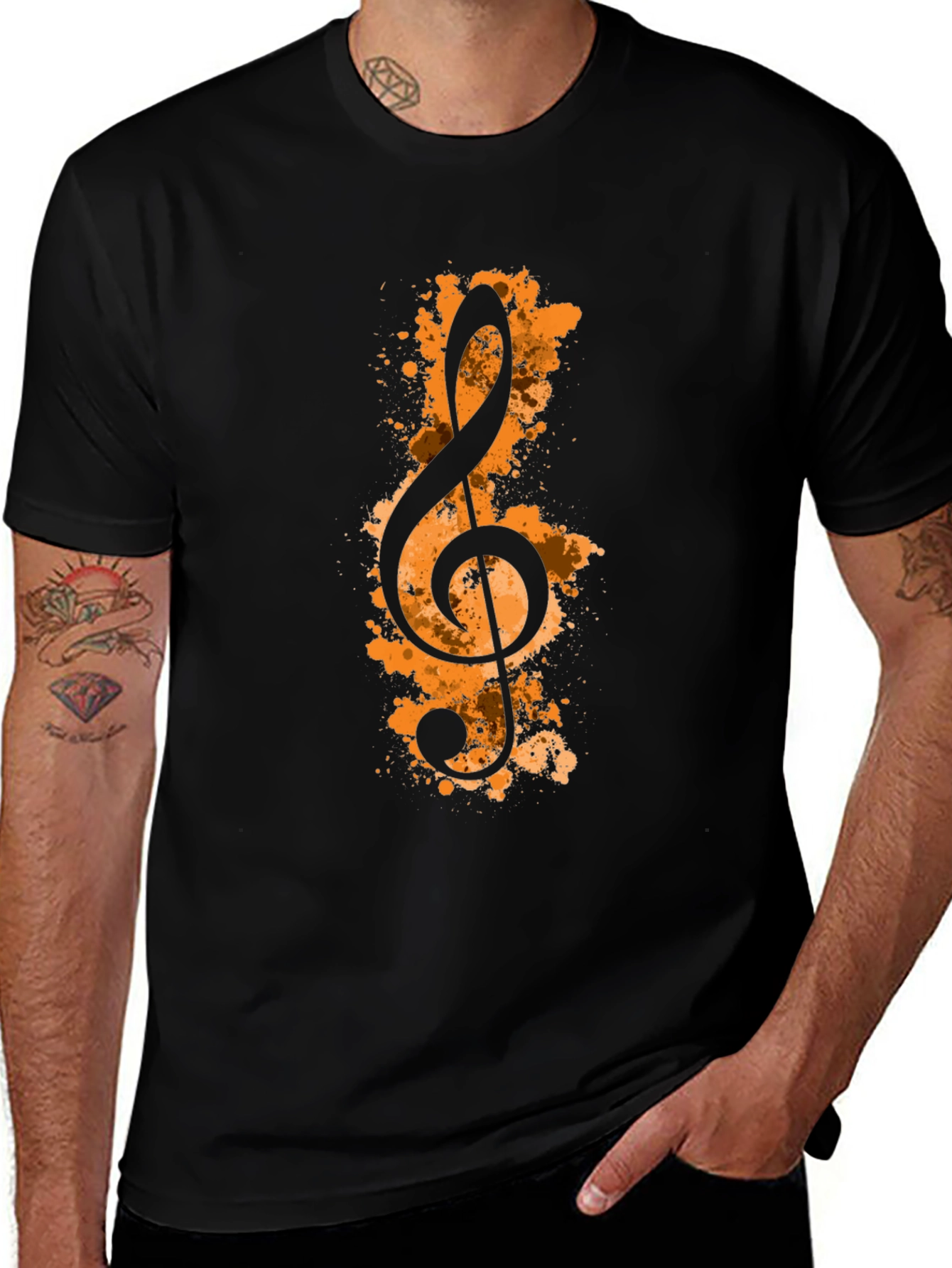 Variant 20 of Treble Clef Graphic Black T-Shirt