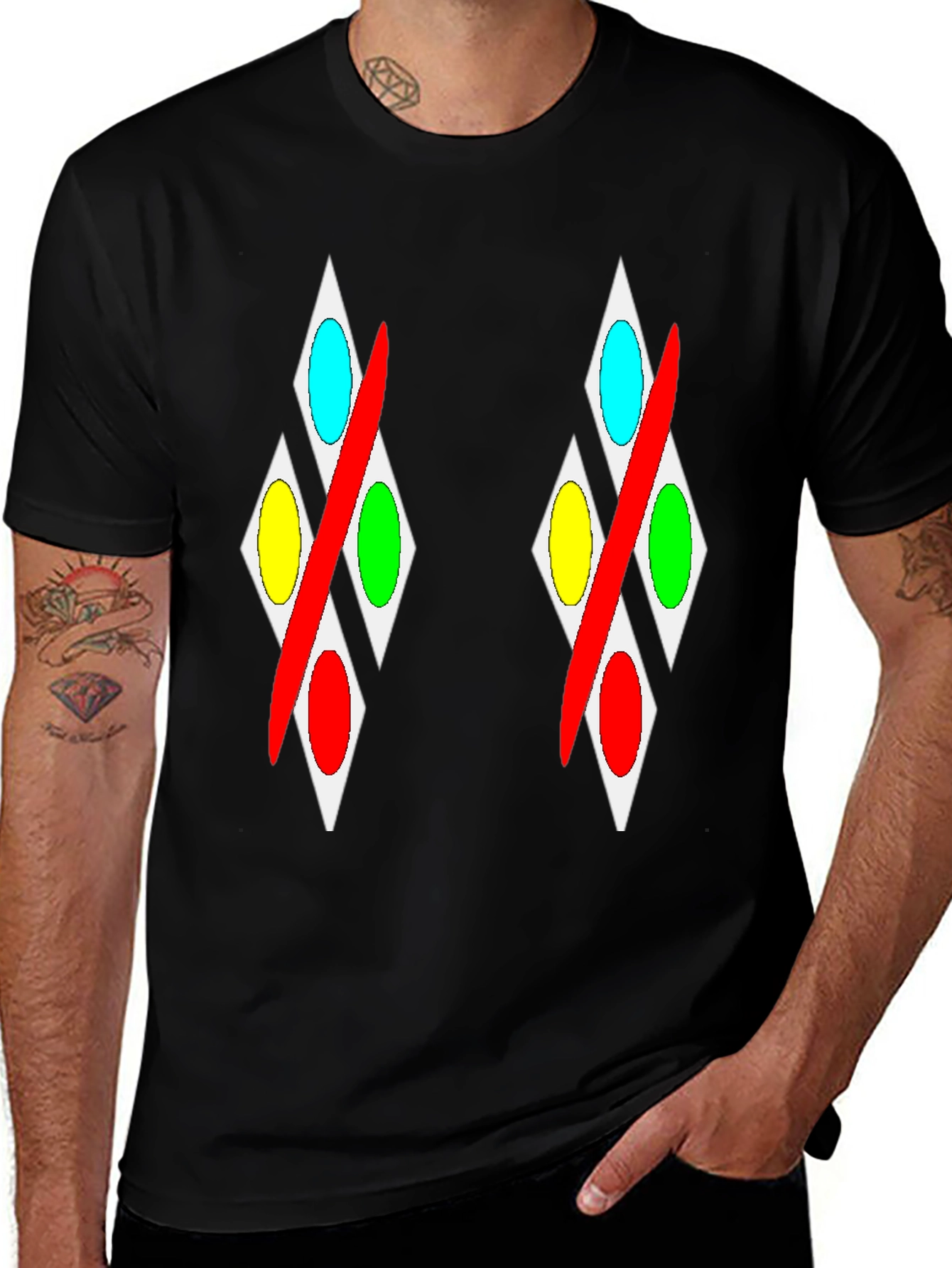 Variant 28 of Abstract Diamond Pattern Black T-Shirt