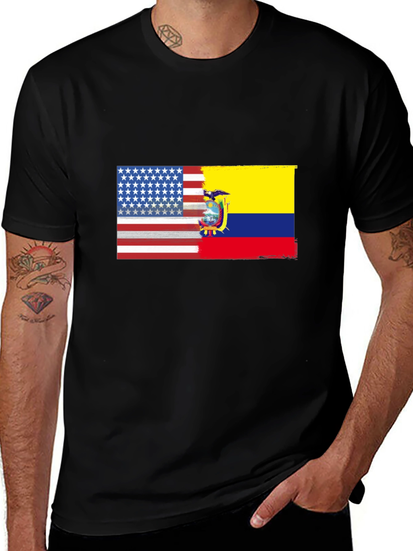 Variant 22 of USA Ecuador Flags Graphic T-Shirt