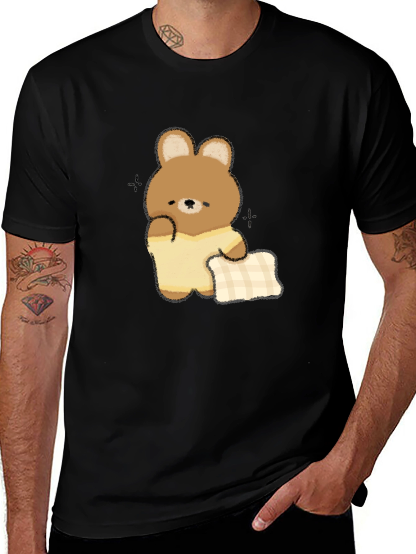 Variant 22 of Cute Cartoon Bear Black T-Shirt