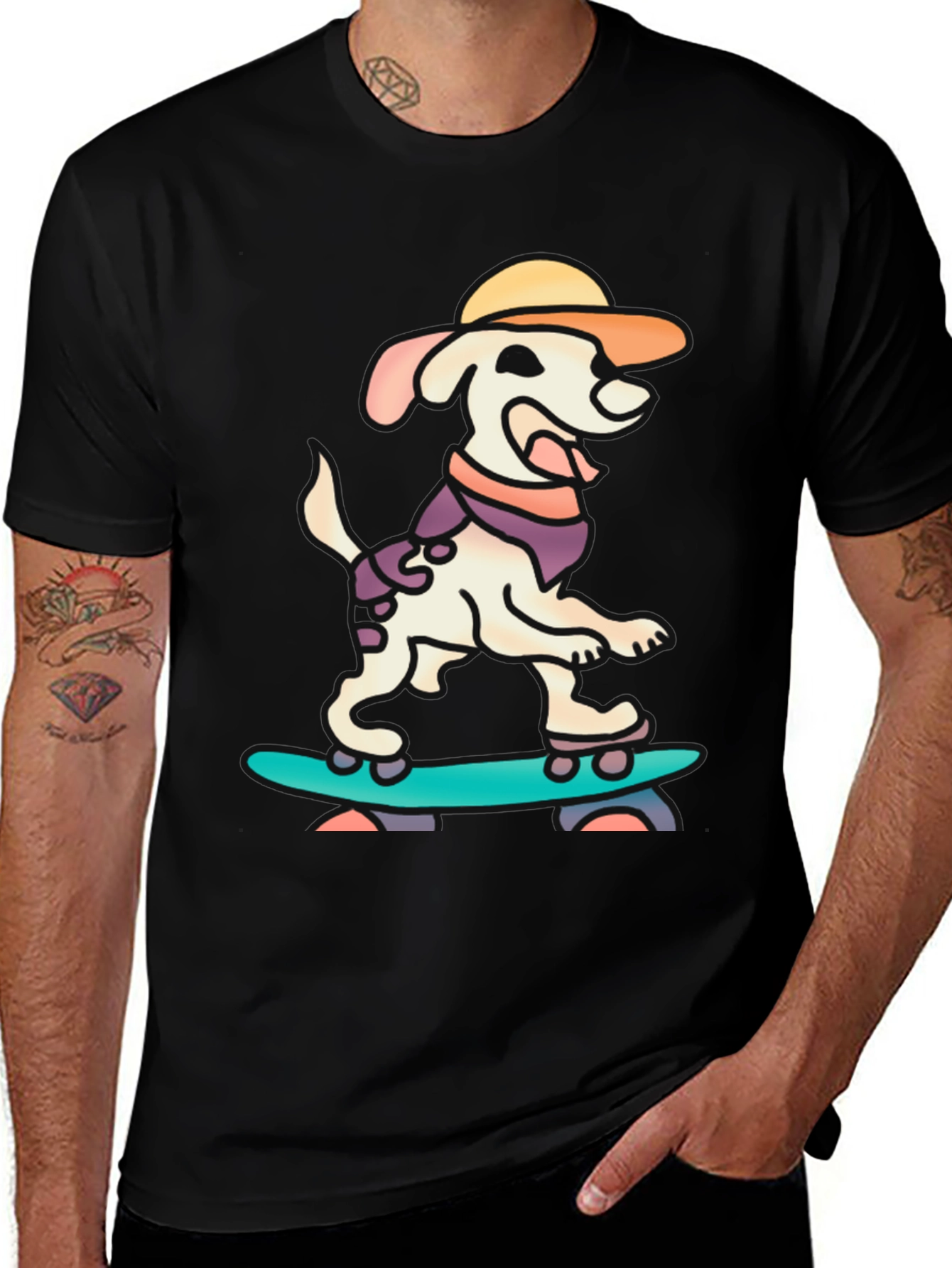 Variant 23 of Dog Skateboard T-Shirt