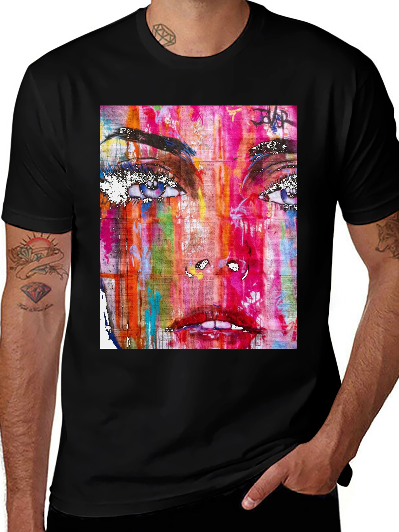 Variant 30 of Colorful Abstract Face Graphic Print Tee