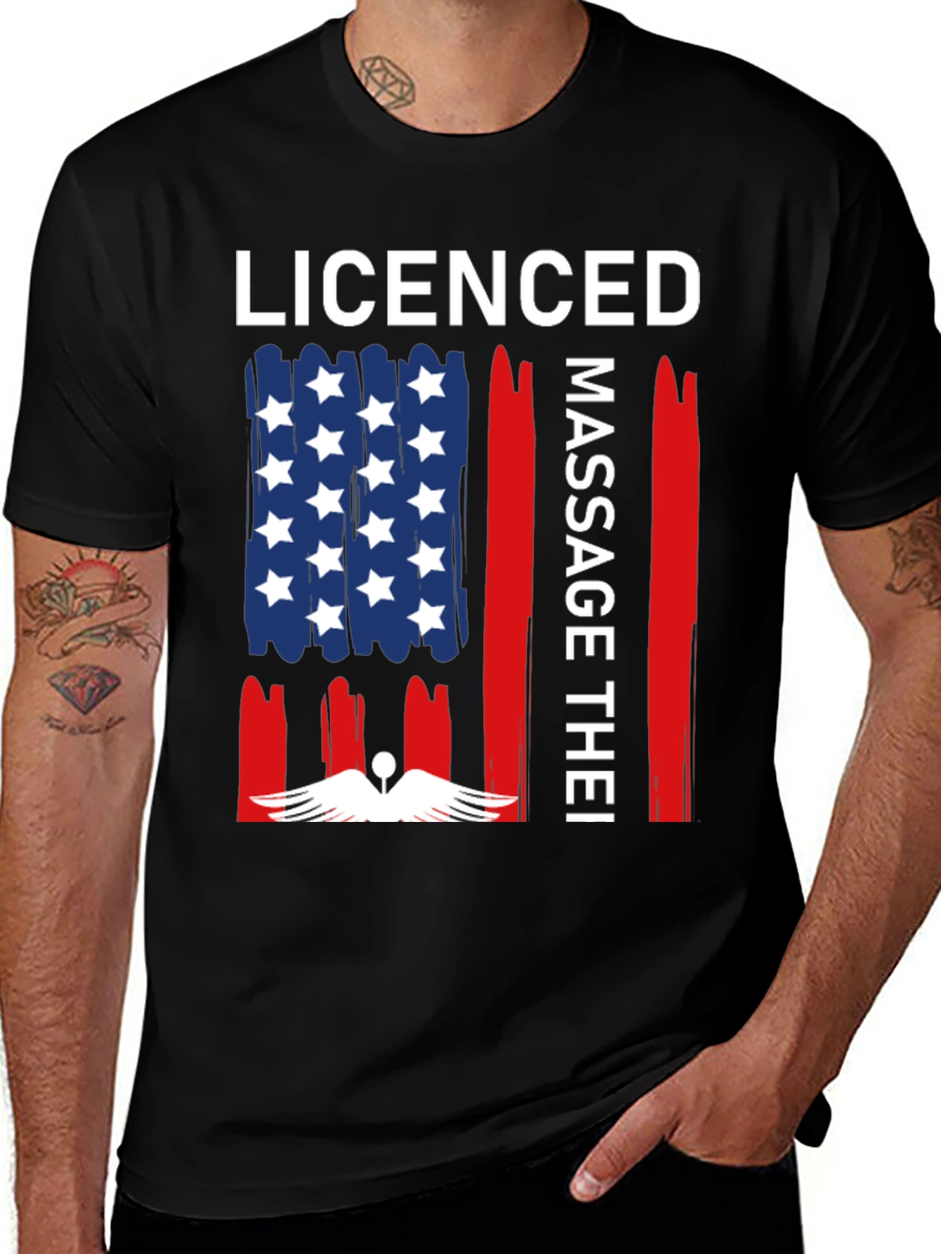 Licensed Massage Therapy Patriotic T-Shirt