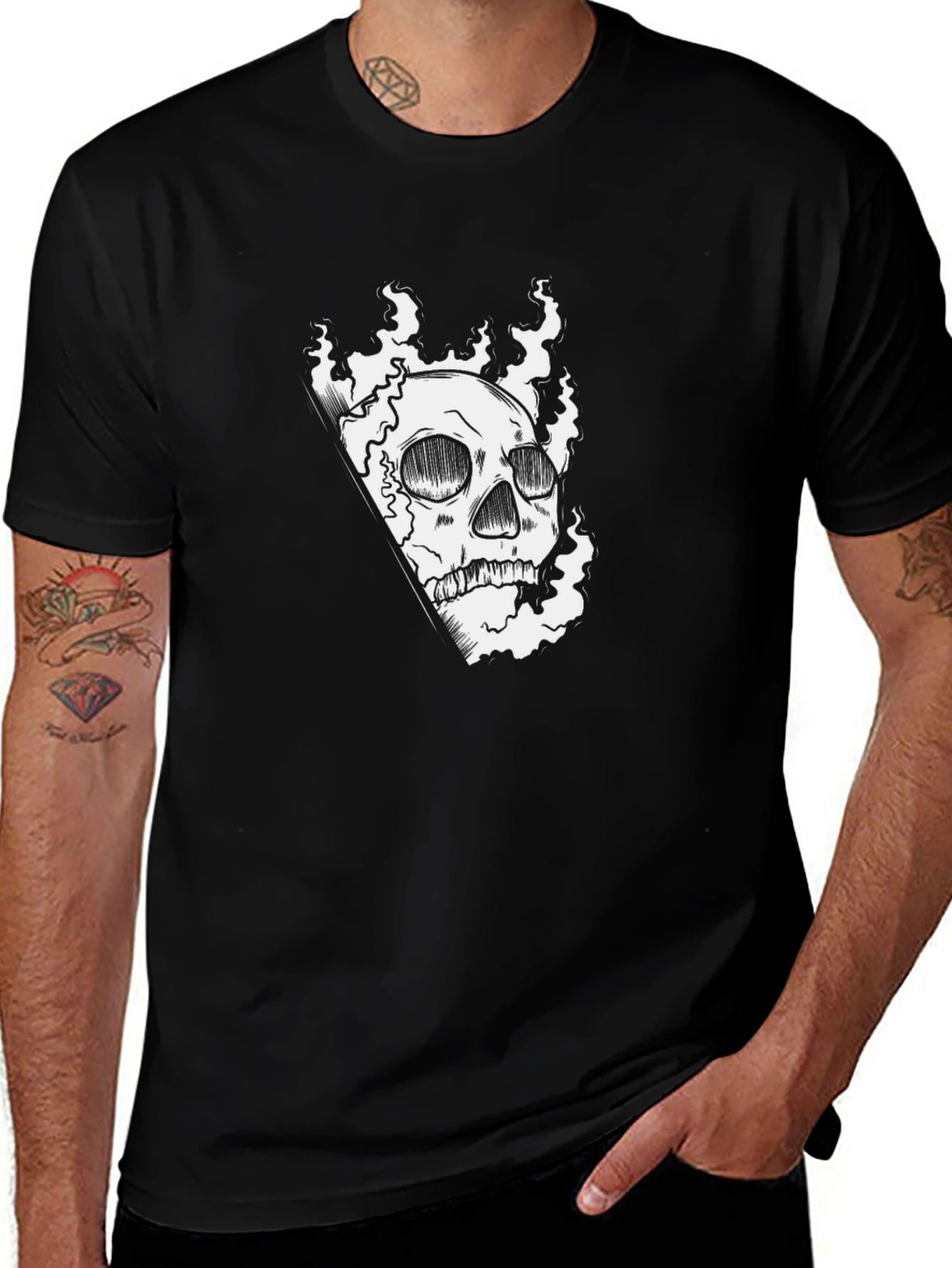 Variant 22 of Skull Graphic Tee - Men's Black T-Shirt