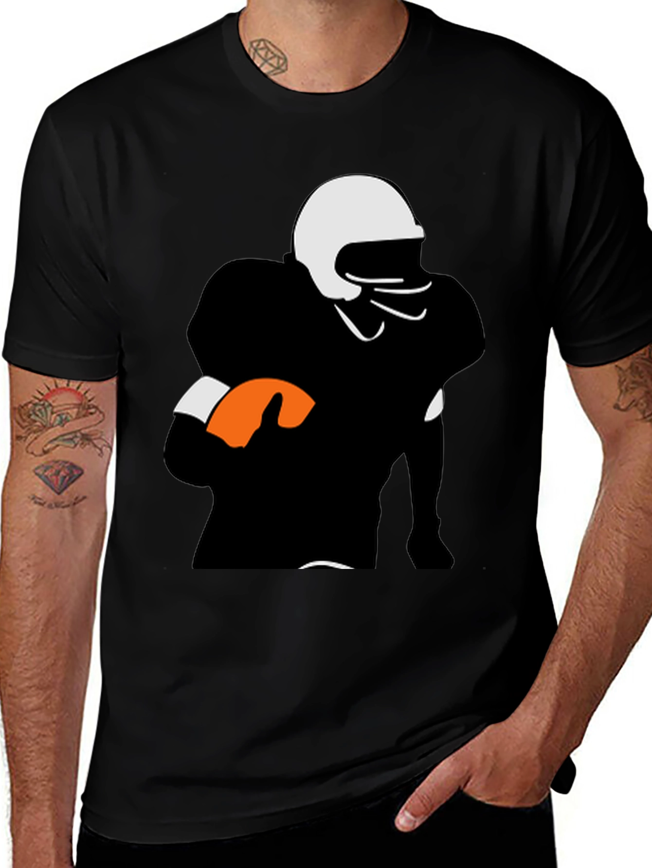 Variant 15 of Football Player Graphic Tee - Black Casual Shirt