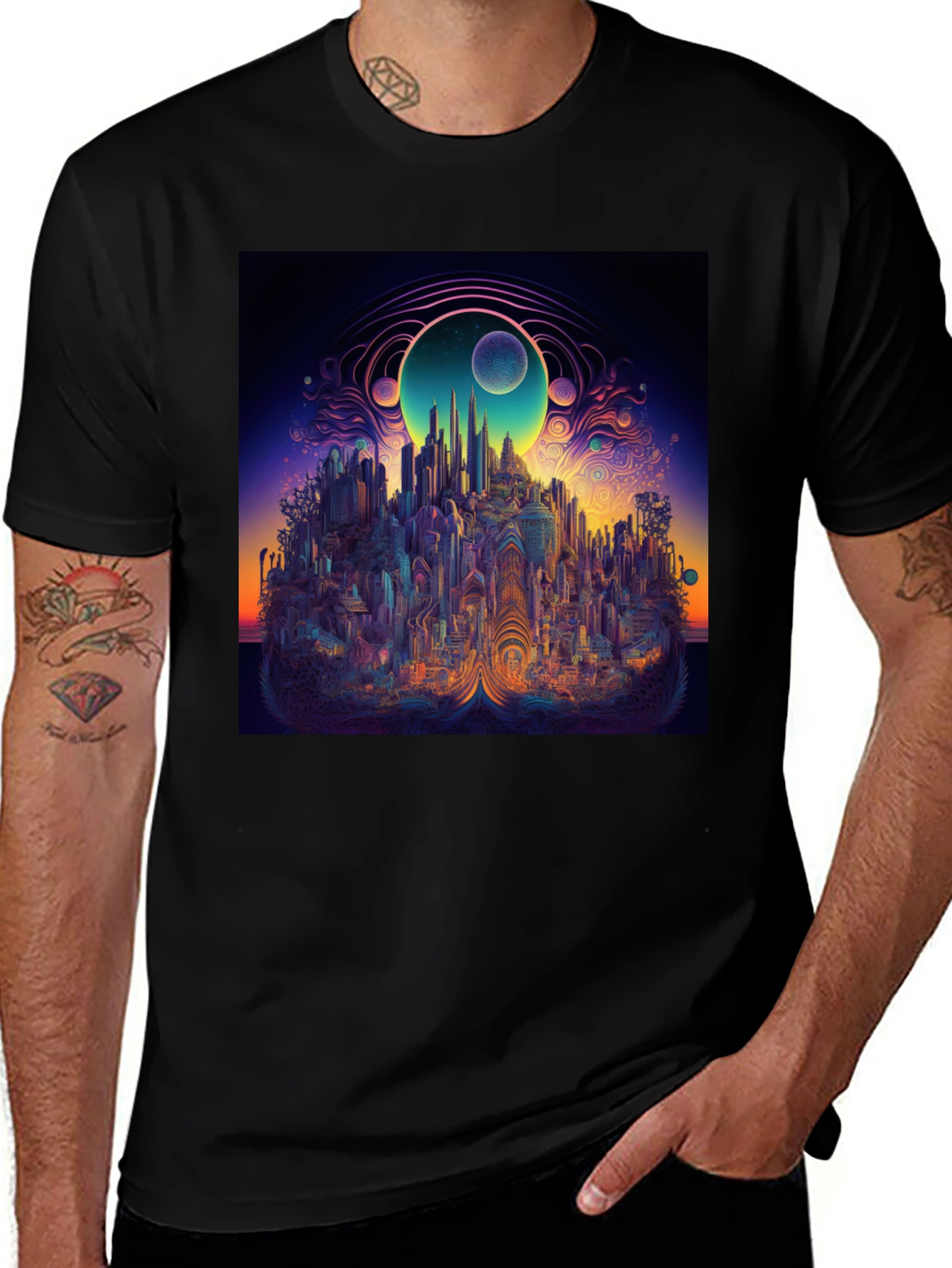 Variant 30 of Psychedelic Cityscape Graphic Tee