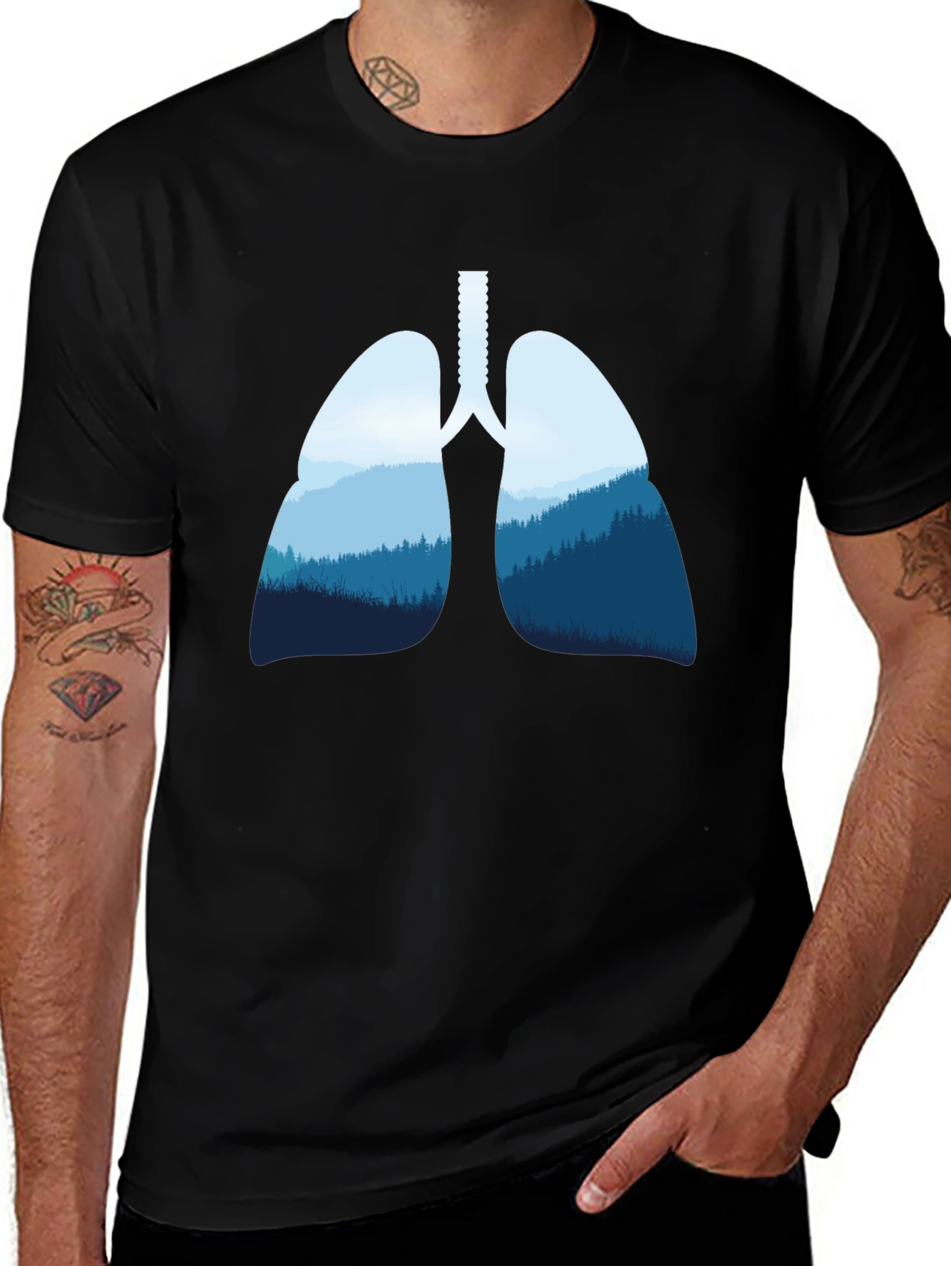 Variant 13 of Lungs & Forest Graphic Black T-Shirt