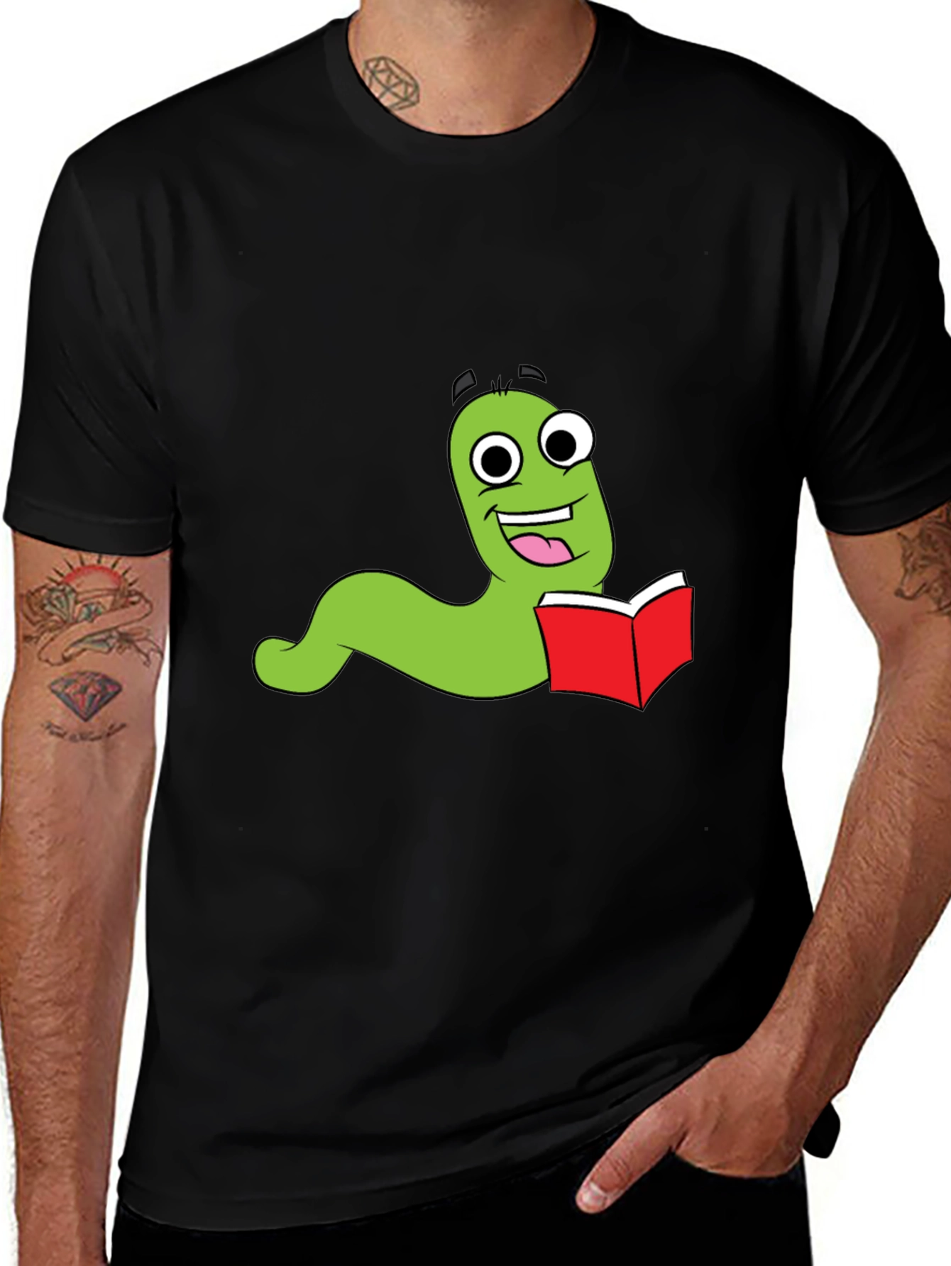 Variant 12 of Bookworm Worm Graphic T-Shirt