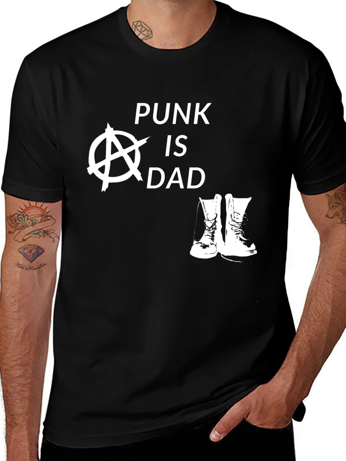 Punk Is Dad Graphic T-Shirt - Black Cotton Tee
