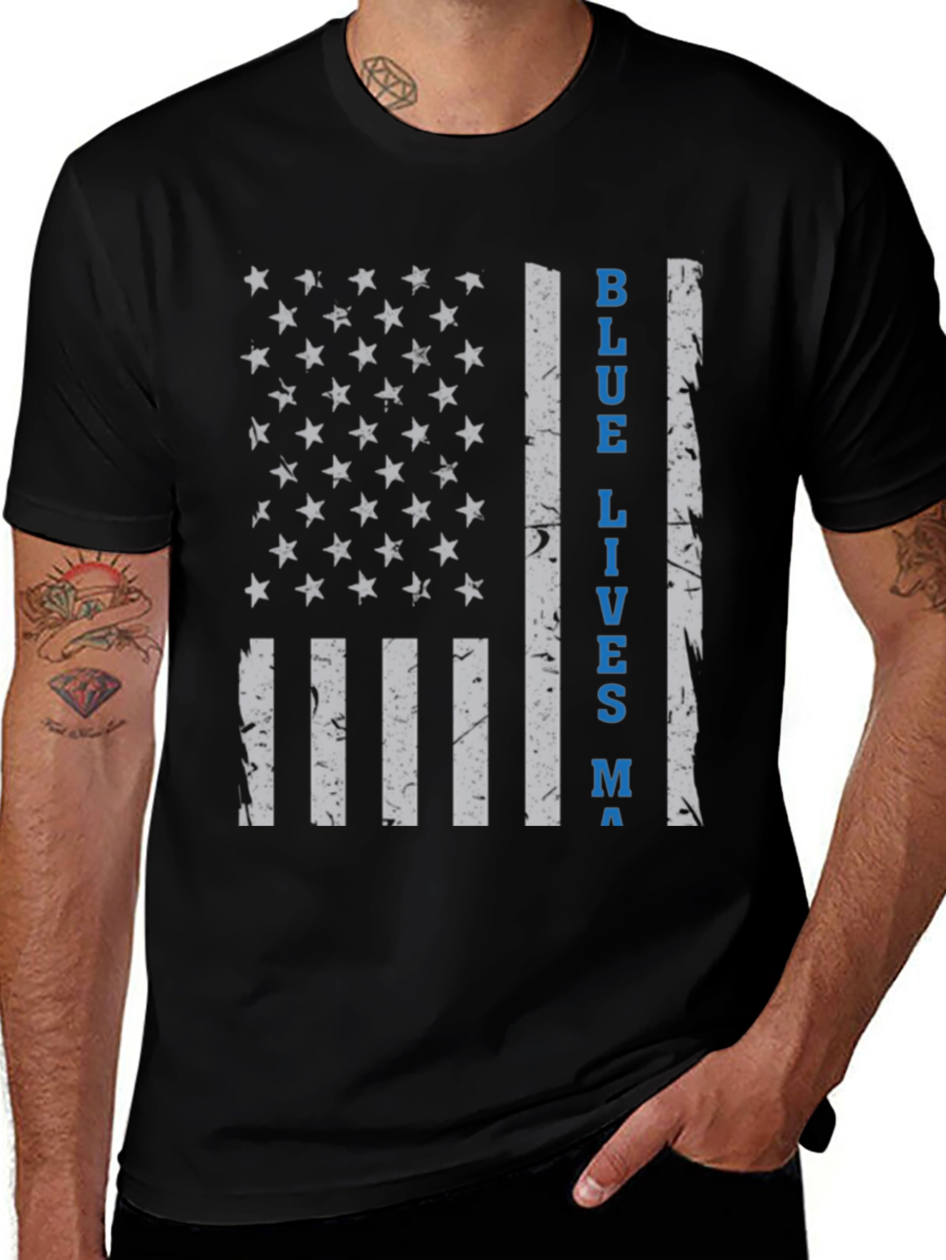 Blue Lives Matter Flag Graphic Tee