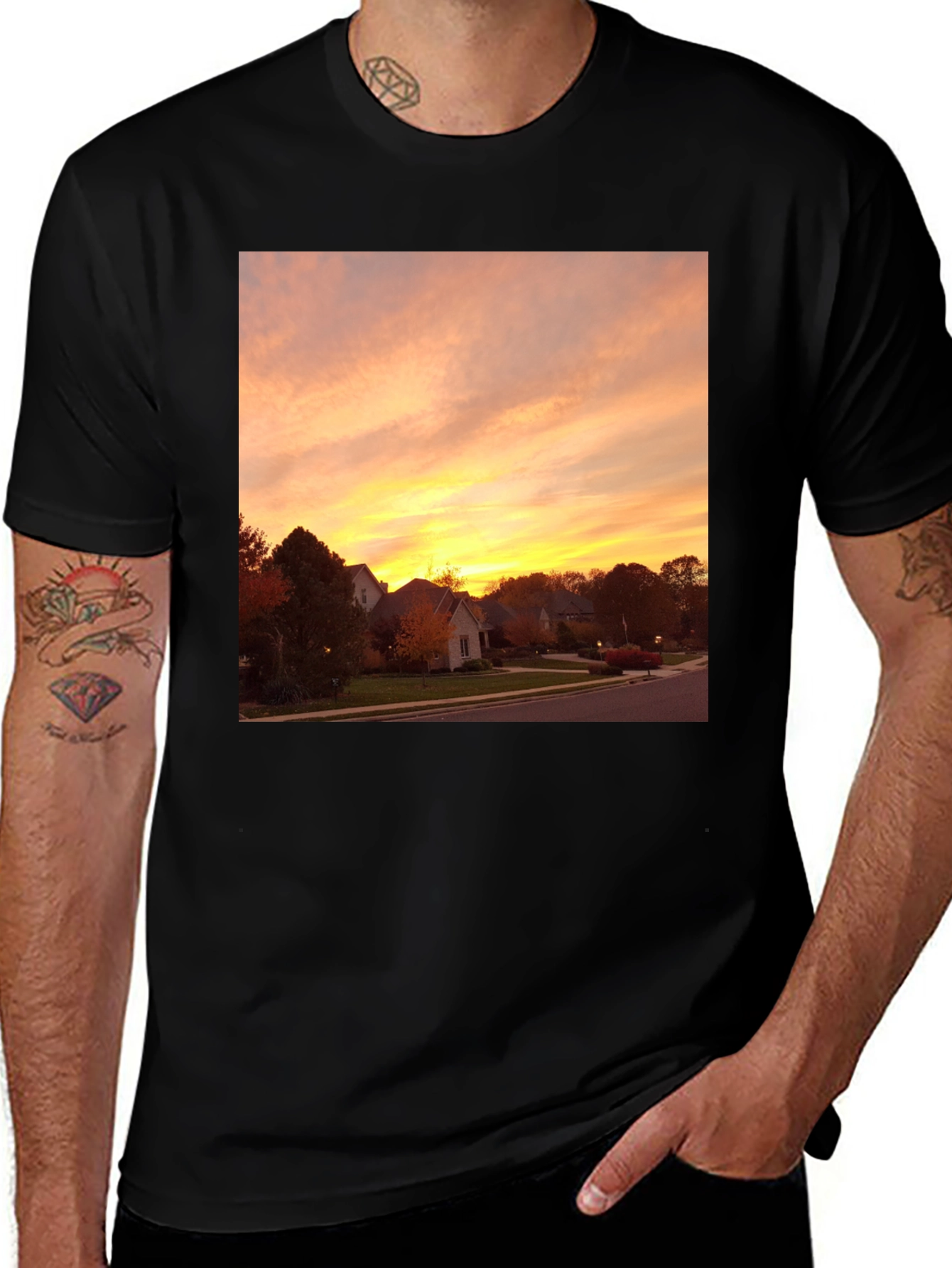 Variant 21 of Sunset Scene Graphic Tee - Black