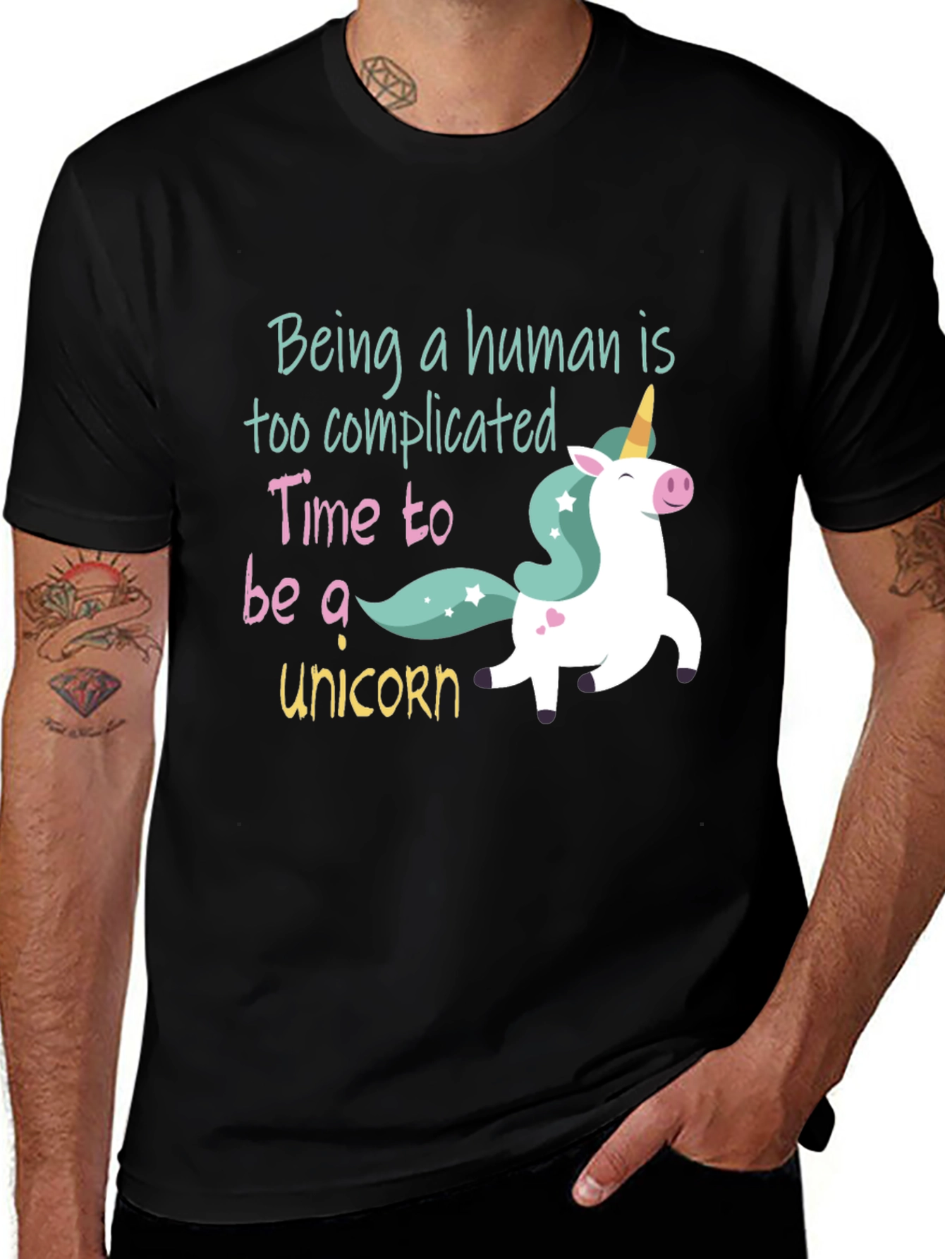 Variant 2 of Being a Unicorn Black T-Shirt