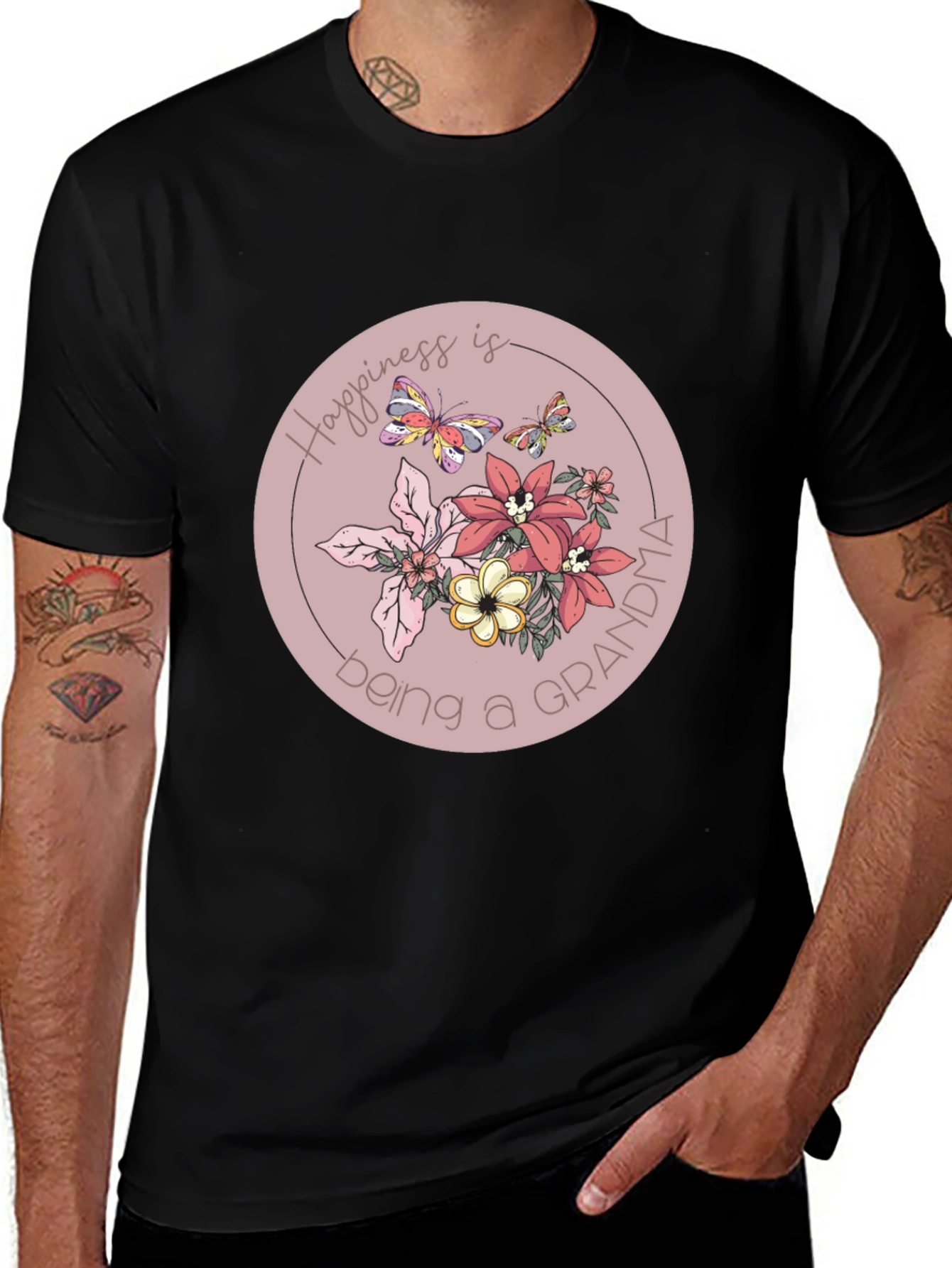 Variant 8 of Grandma Happiness Floral Graphic Tee