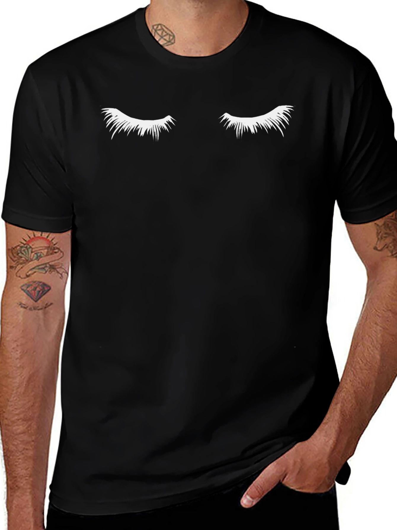 Variant 13 of Eyelash Graphic Tee - Black Crew Neck