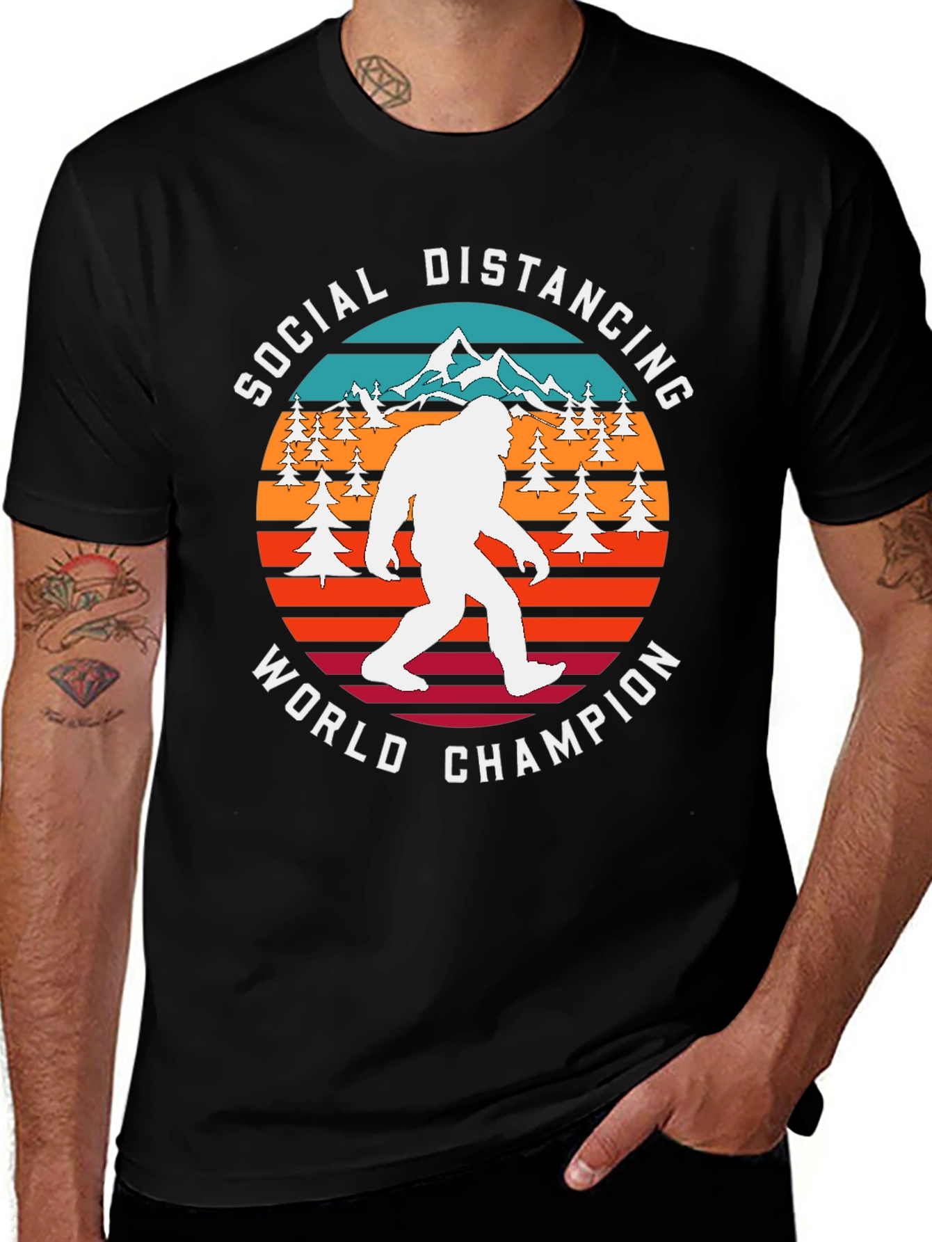 Variant 7 of Social Distancing World Champion Bigfoot T-Shirt