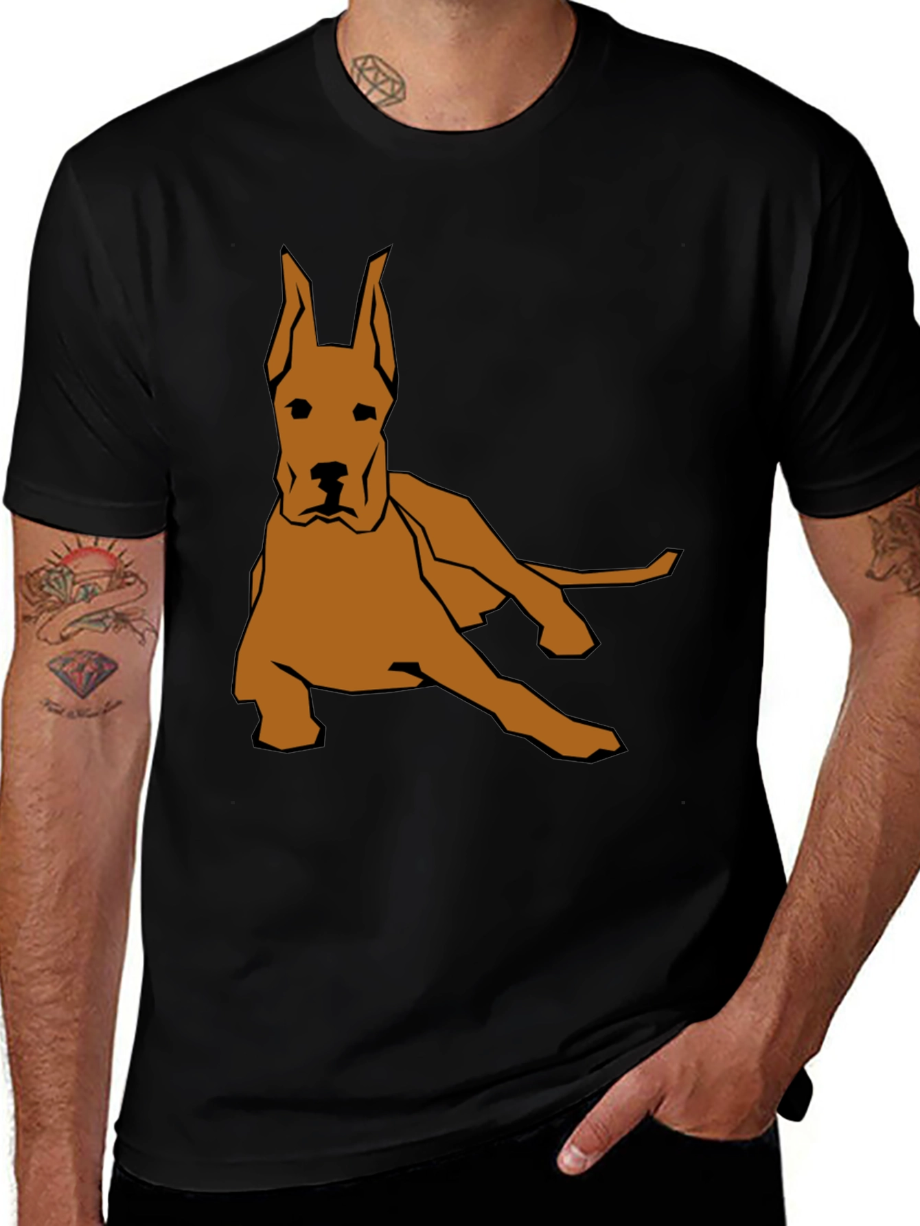 Variant 30 of Dog Graphic Tee - Men's Black T-Shirt
