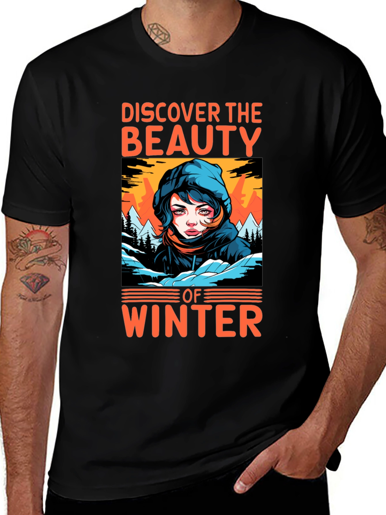 Variant 3 of Discover Winter Beauty T-Shirt - Black Graphic Tee