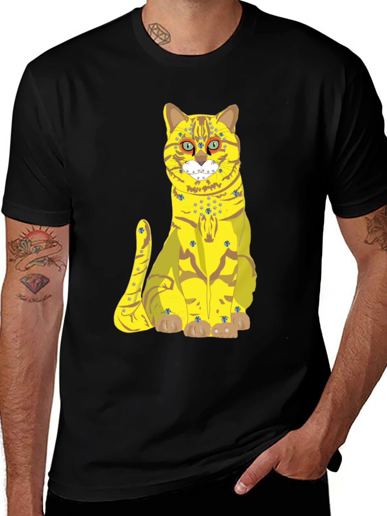 Variant 16 of Funky Cat Graphic Tee - Black
