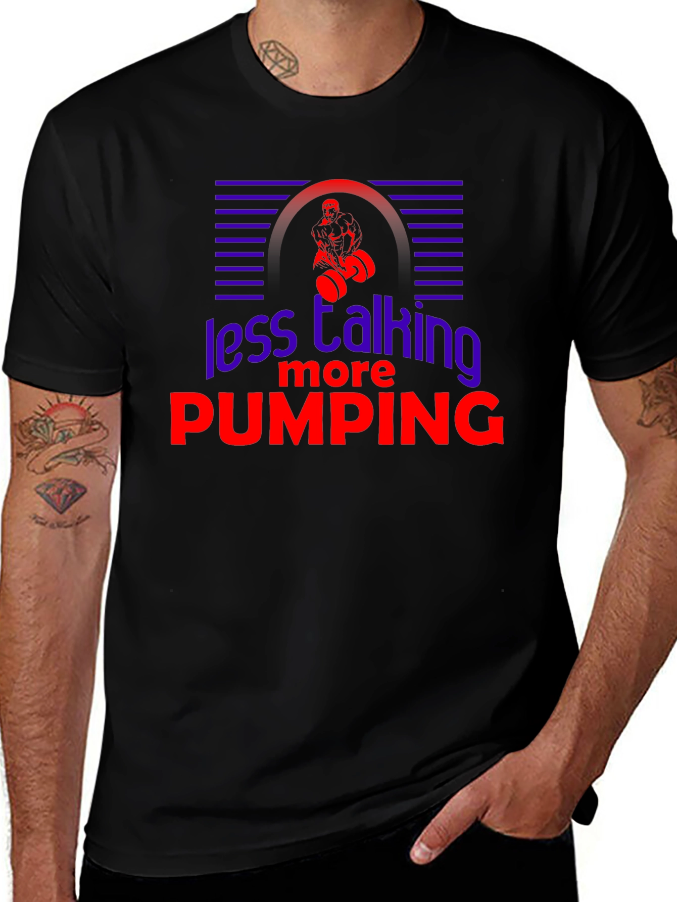 Variant 30 of Less Talking More Pumping Graphic T-Shirt