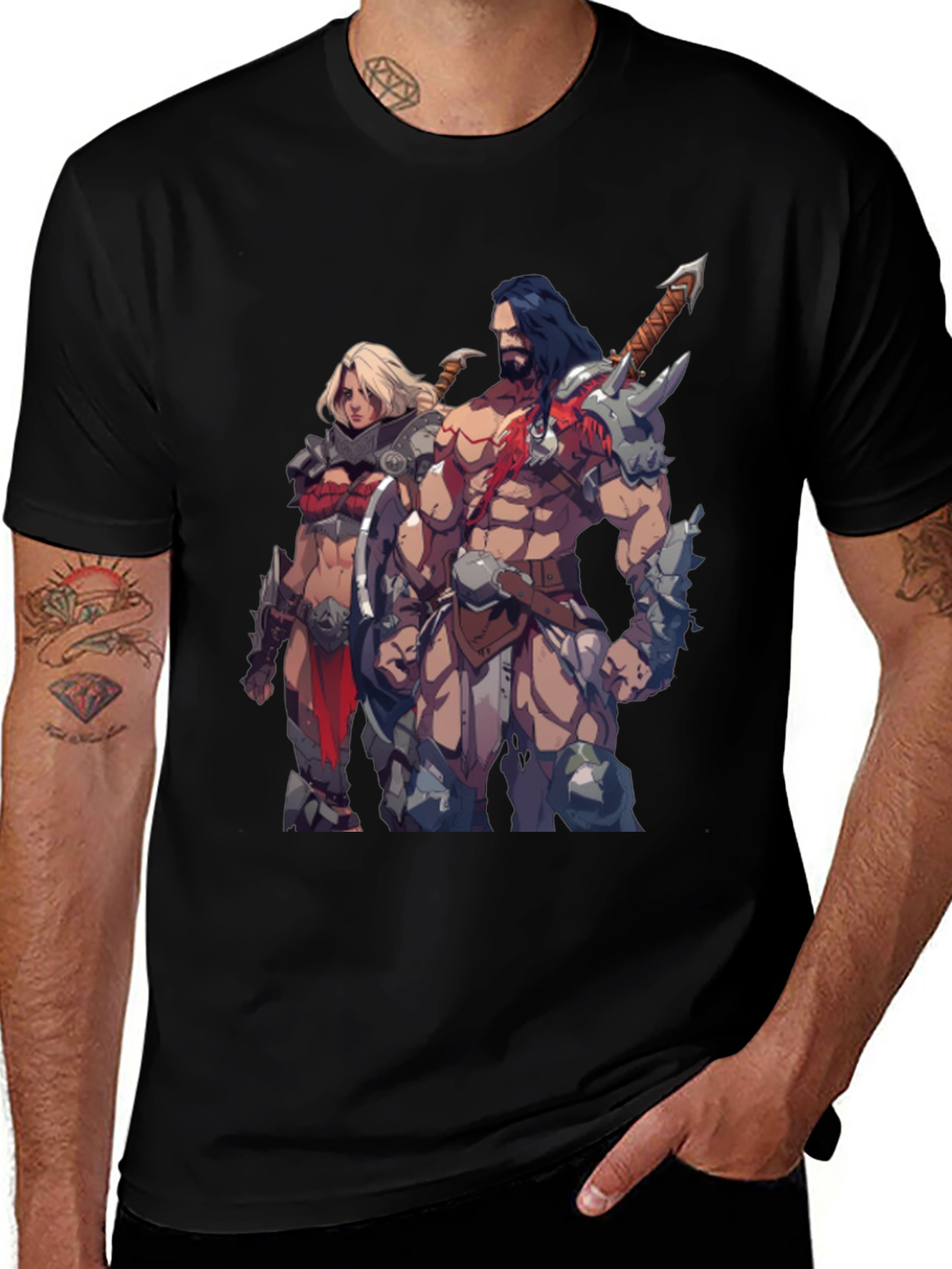 Variant 29 of Fantasy Warriors Black T-Shirt