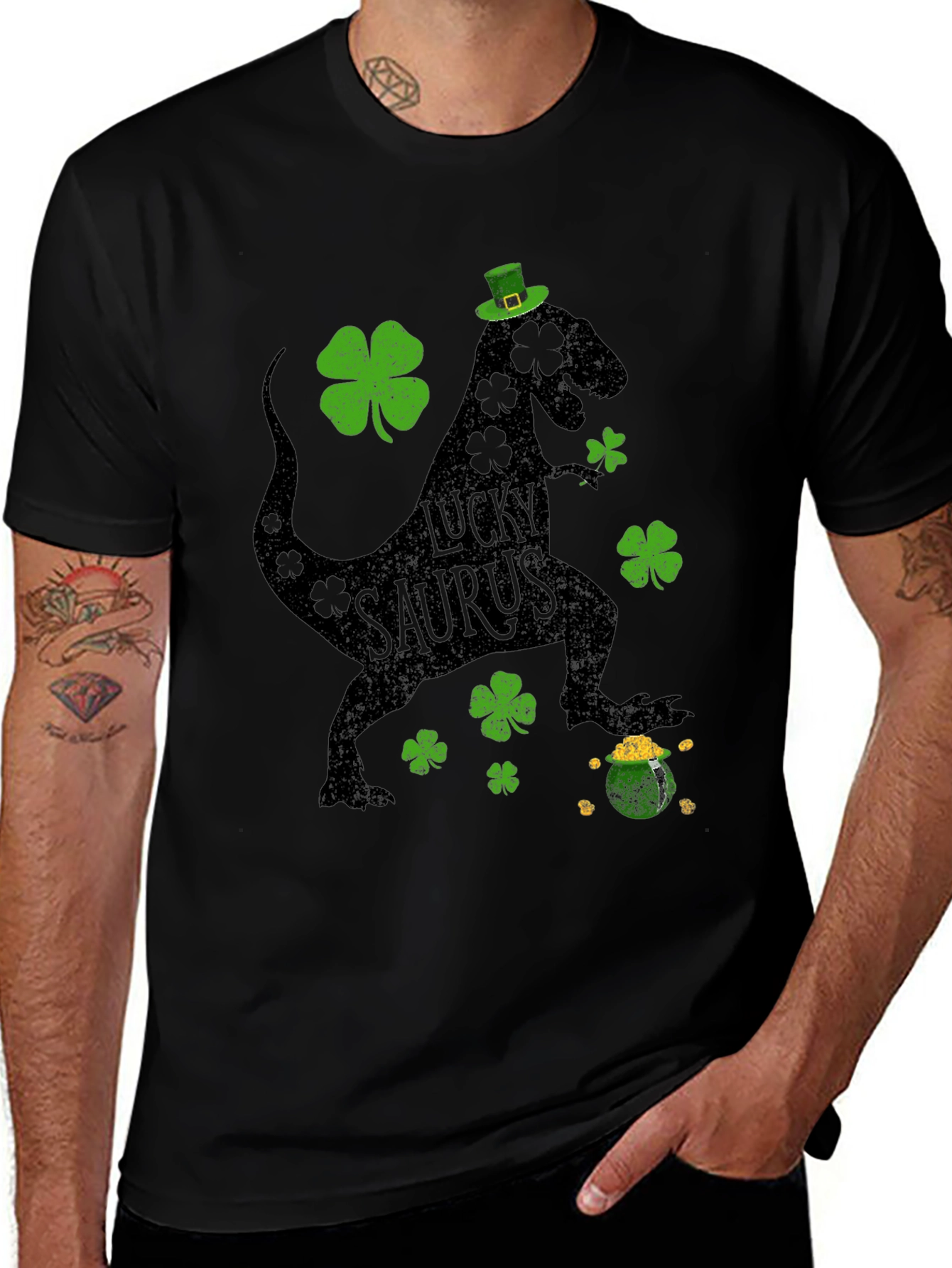 Variant 18 of Lucky Saurus St. Patrick's Day Graphic Tee