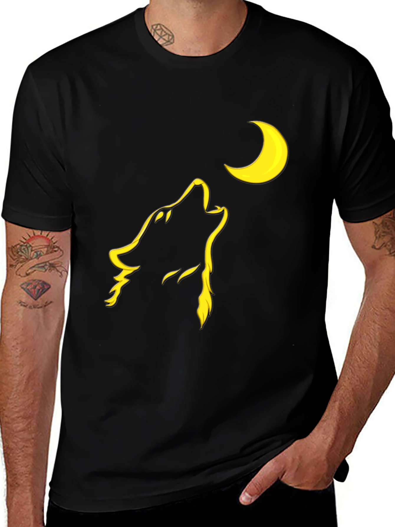 Variant 15 of Wolf Moon Graphic Tee - Men's Black T-Shirt