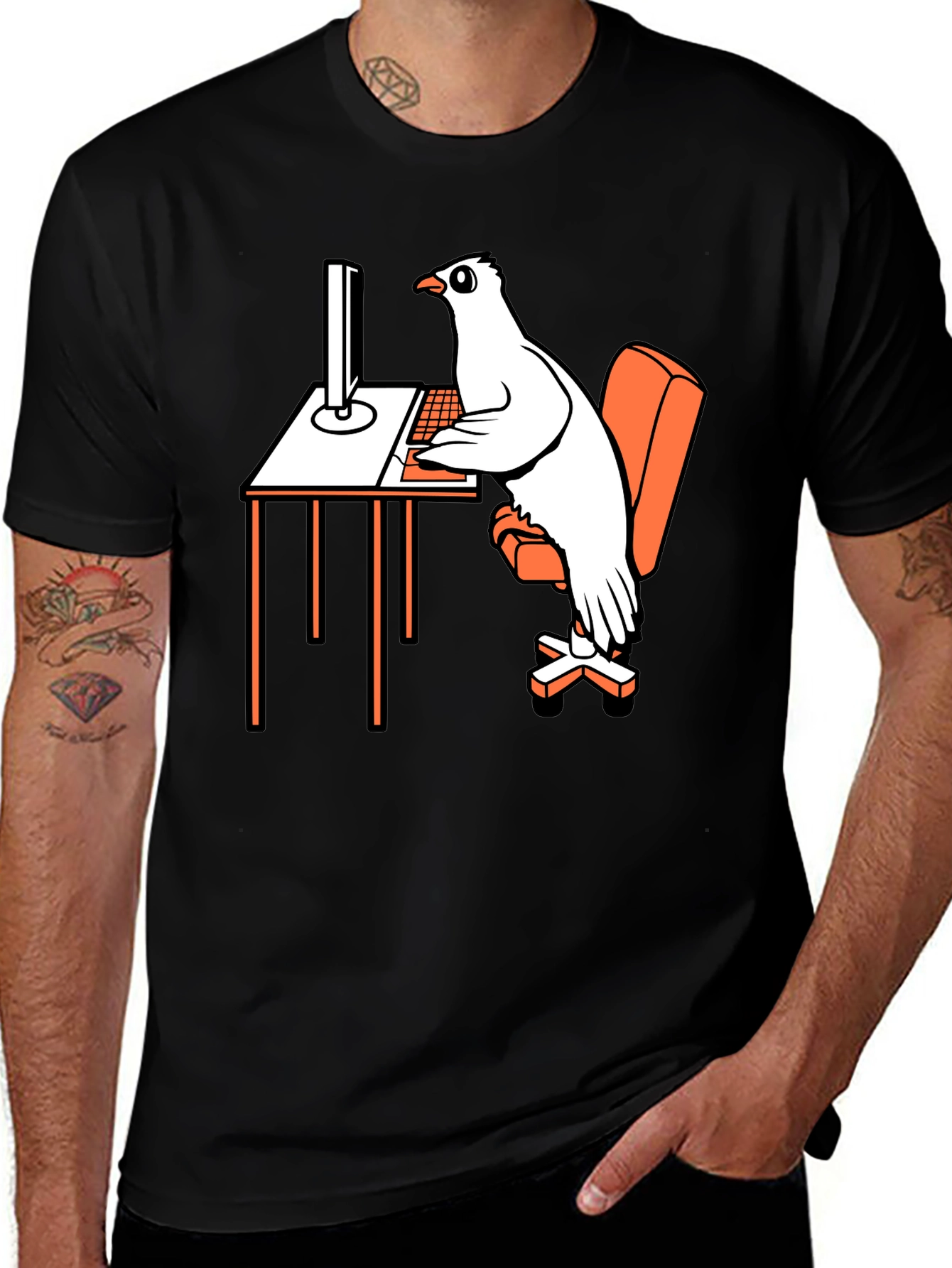 Variant 10 of Funny Pigeon Programmer Graphic T-Shirt