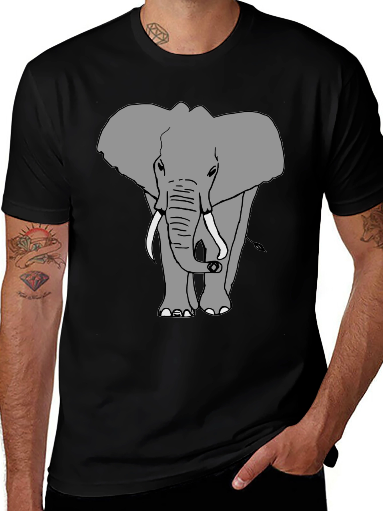 Variant 14 of Elephant Graphic Black T-Shirt