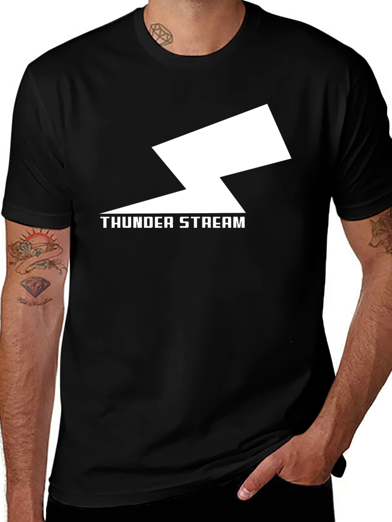 Variant 8 of Thunder Stream Graphic Tee - Modern Bolt Design