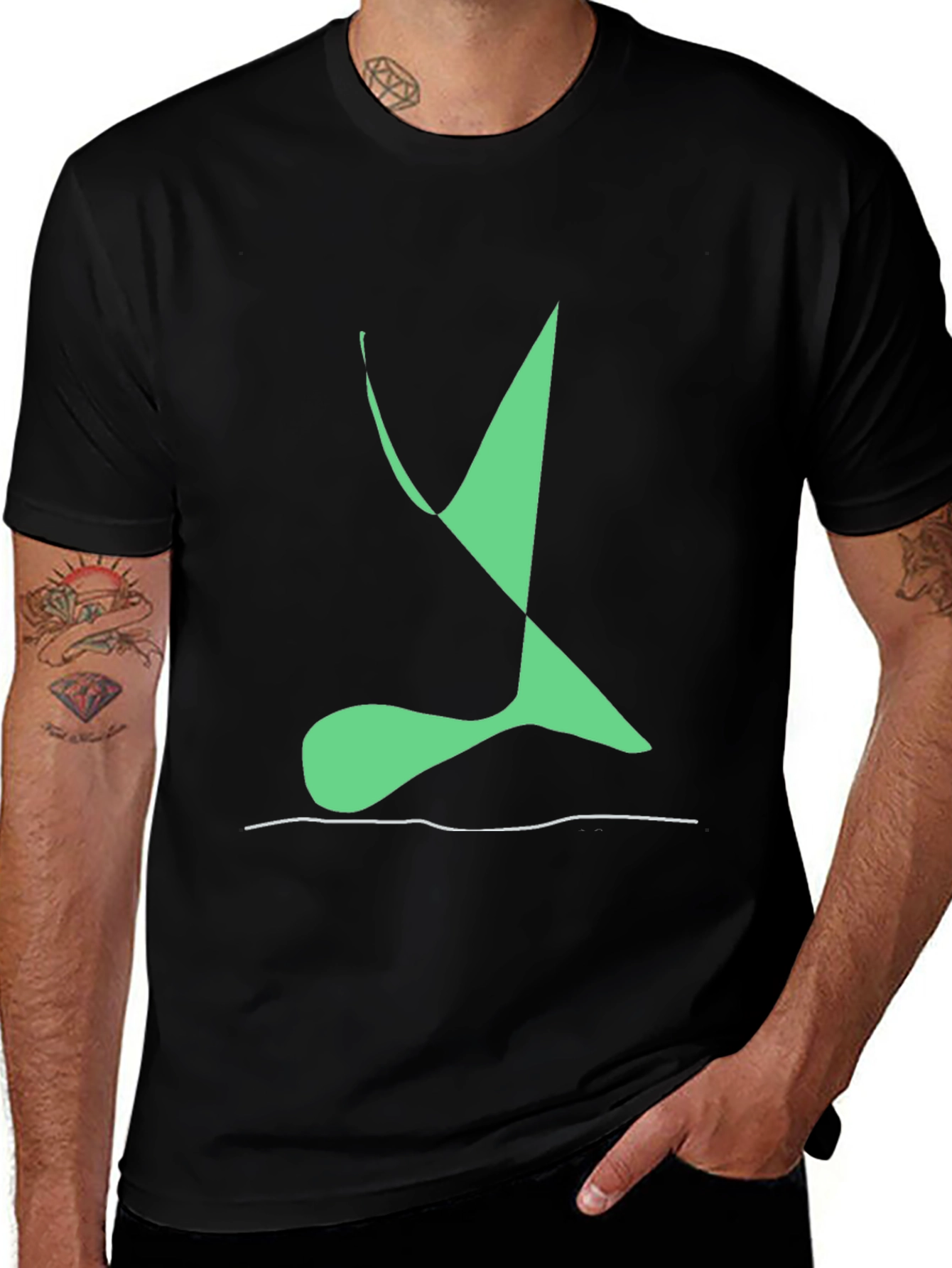 Variant 3 of Abstract Green Design Black T-Shirt