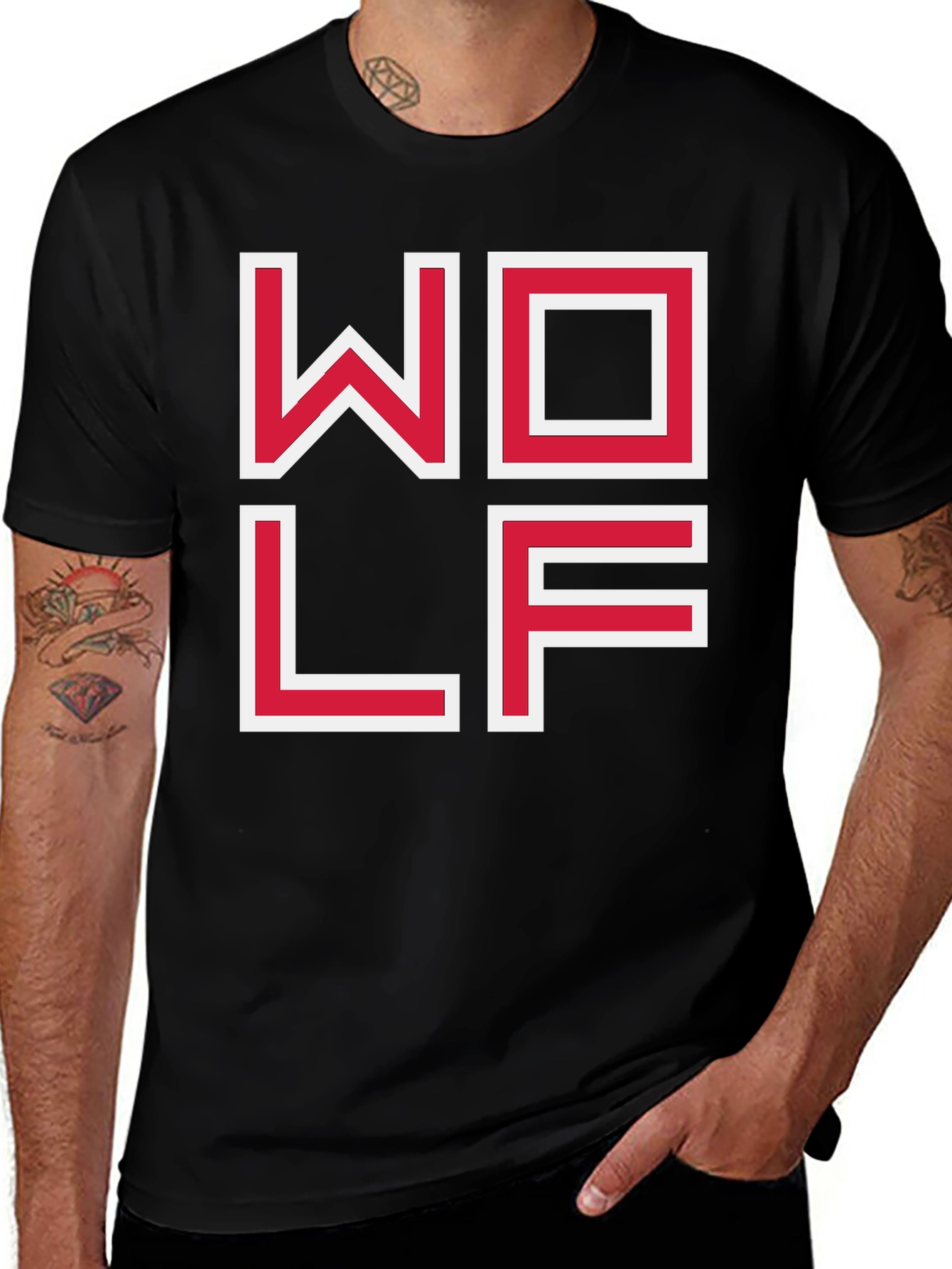 Variant 30 of WOLF Graphic Tee - Modern Block Letter Design