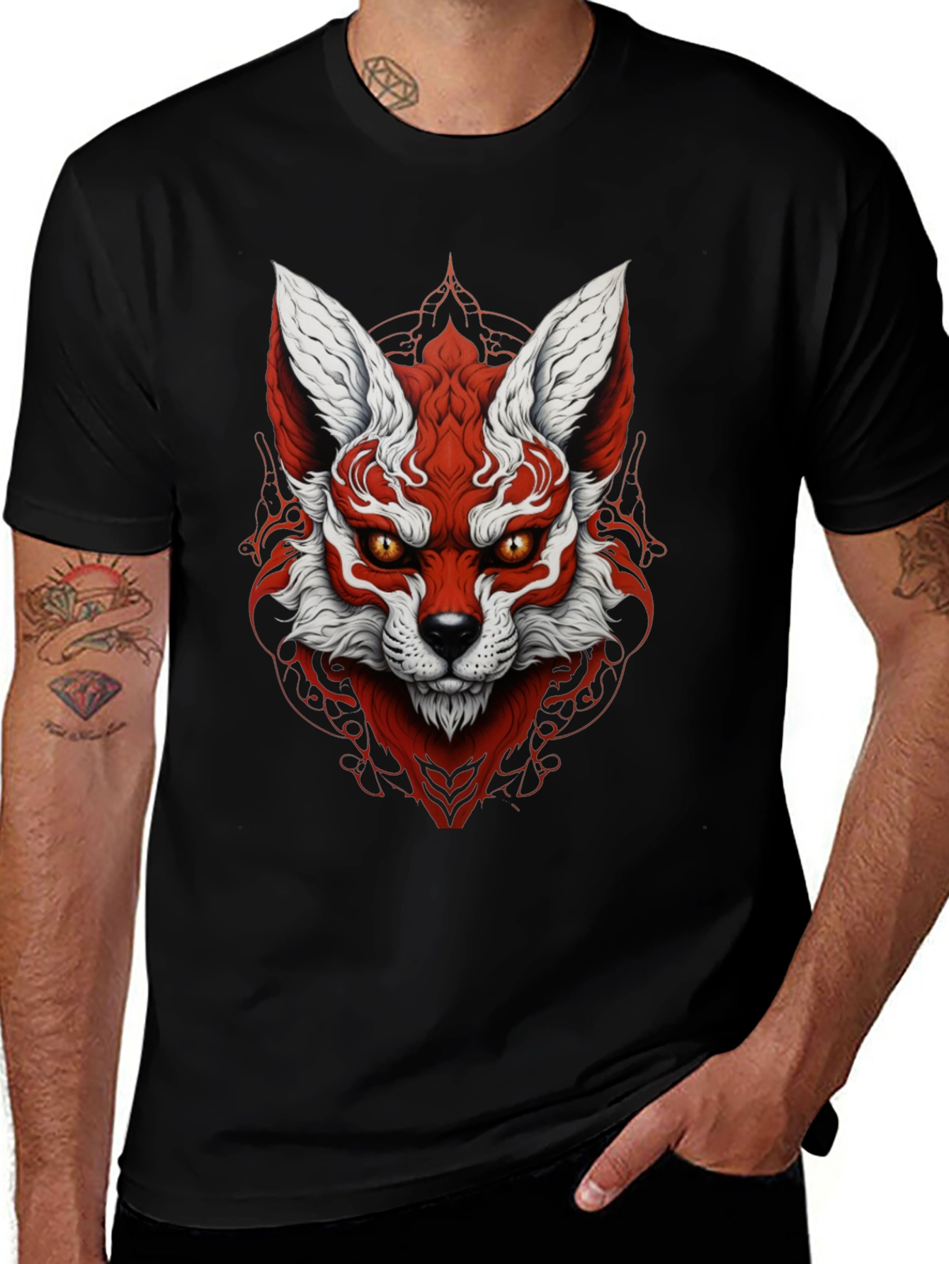 Variant 27 of Red Fox Graphic Black T-Shirt