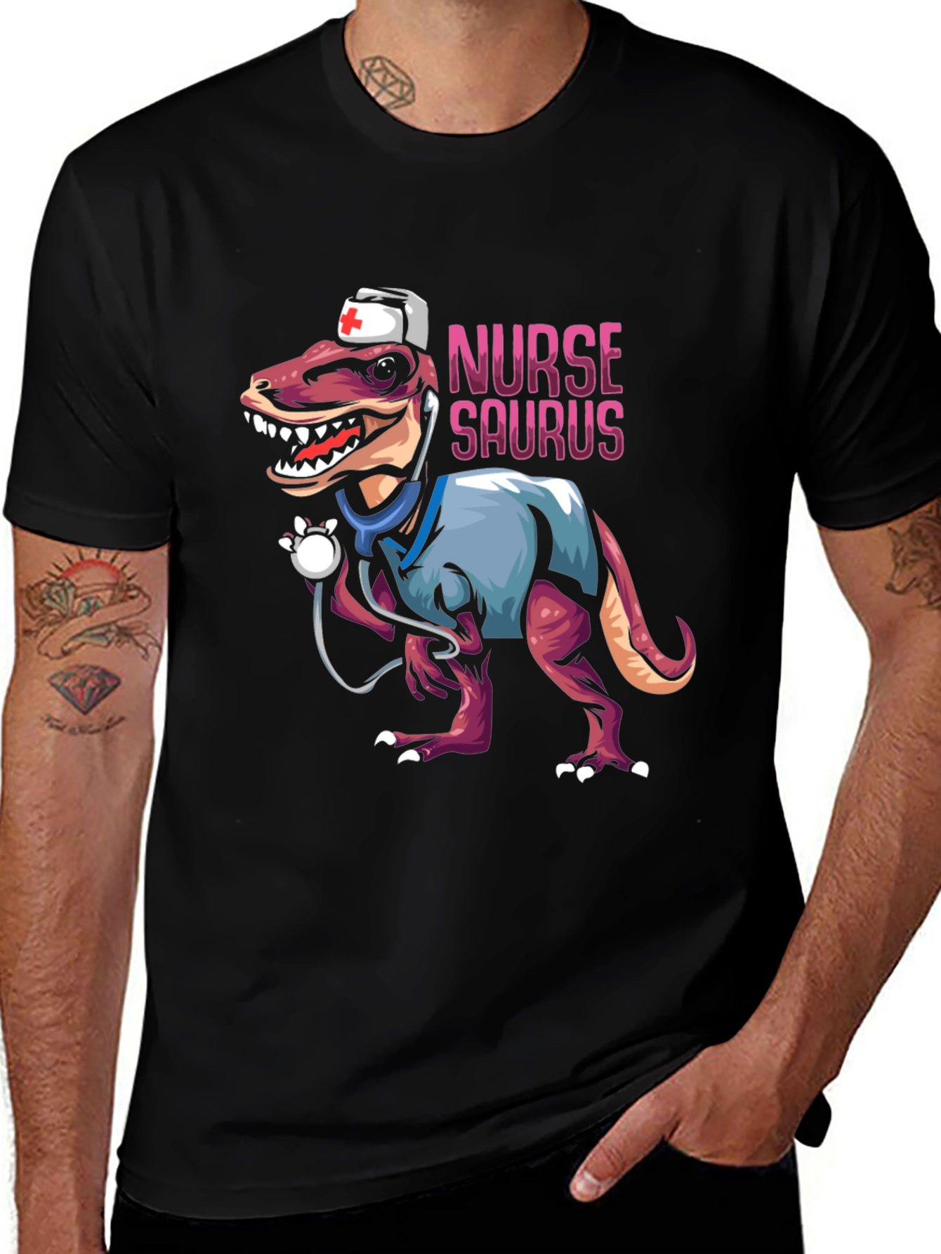 Variant 18 of Nurse Saurus T-Shirt - Funny Dinosaur Graphic Tee