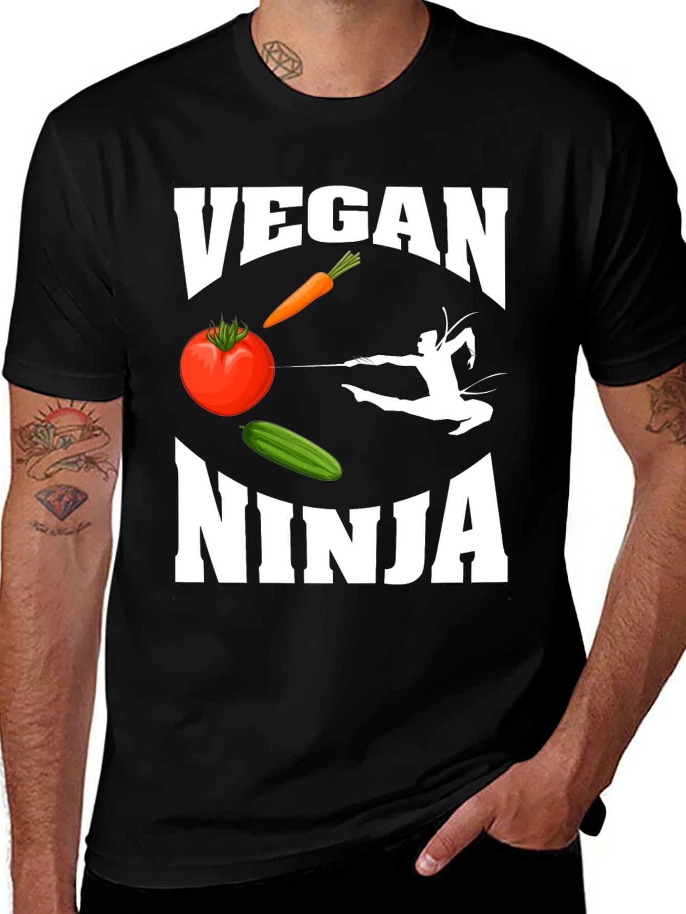 Variant 15 of Vegan Ninja Graphic T-Shirt - Black
