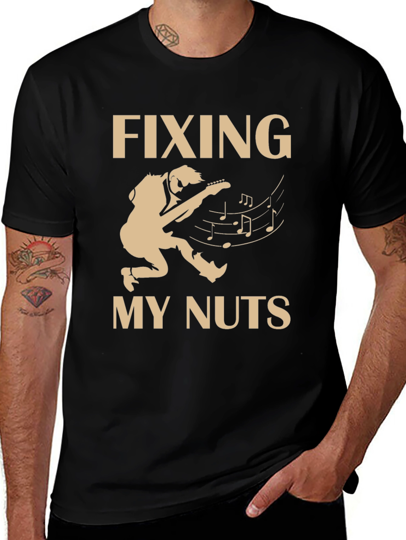 Fixing My Nuts Guitar T-Shirt - Musician Humor Tee