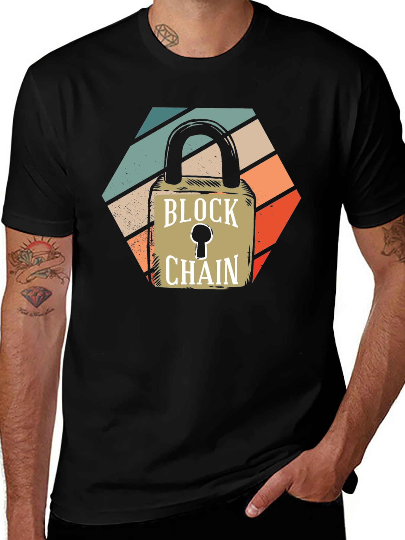 Variant 18 of Blockchain Lock Graphic T-Shirt
