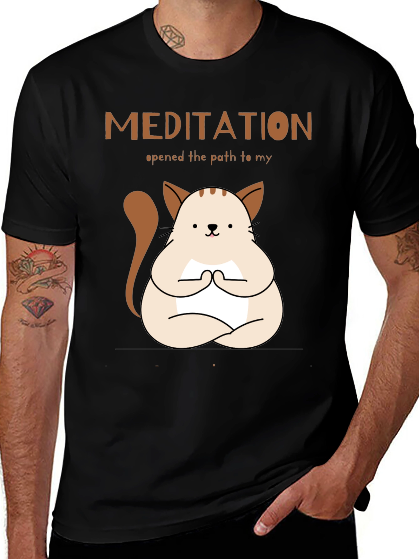 Variant 26 of Meditating Cat T-Shirt - Find Your Inner Peace!