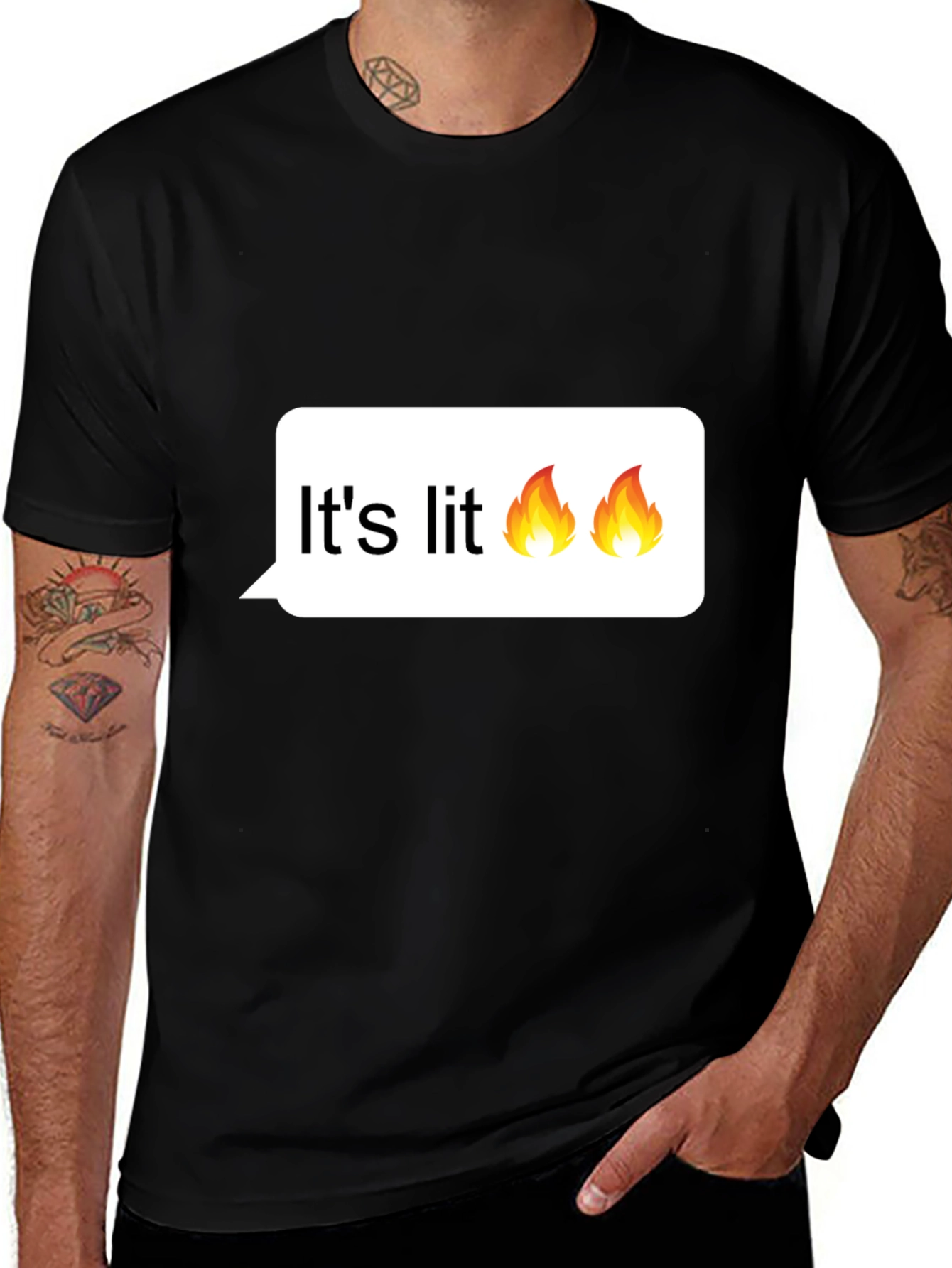 Variant 30 of It's Lit! Graphic Tee - Trendy Black T-Shirt
