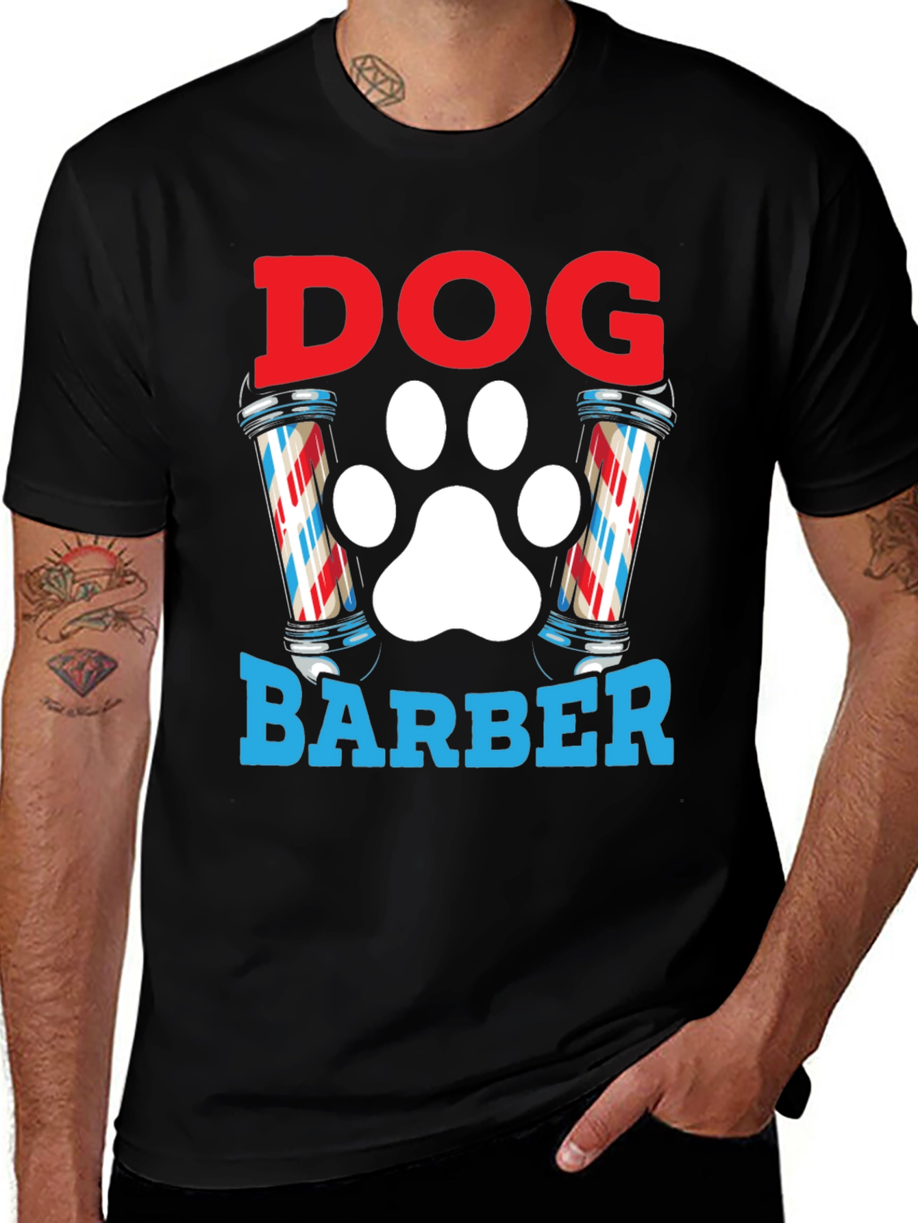 Variant 28 of Dog Barber T-Shirt - Grooming Paw Tee