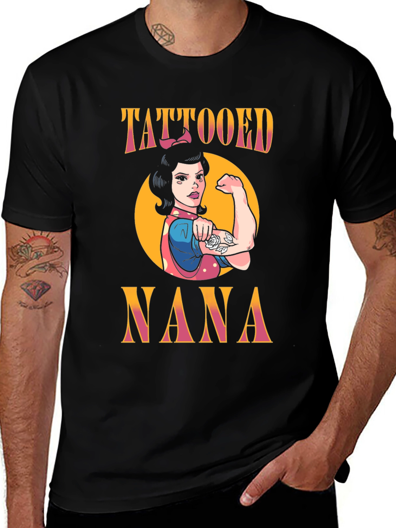 Tattooed Nana T-Shirt - Retro Strong Woman Graphic Tee